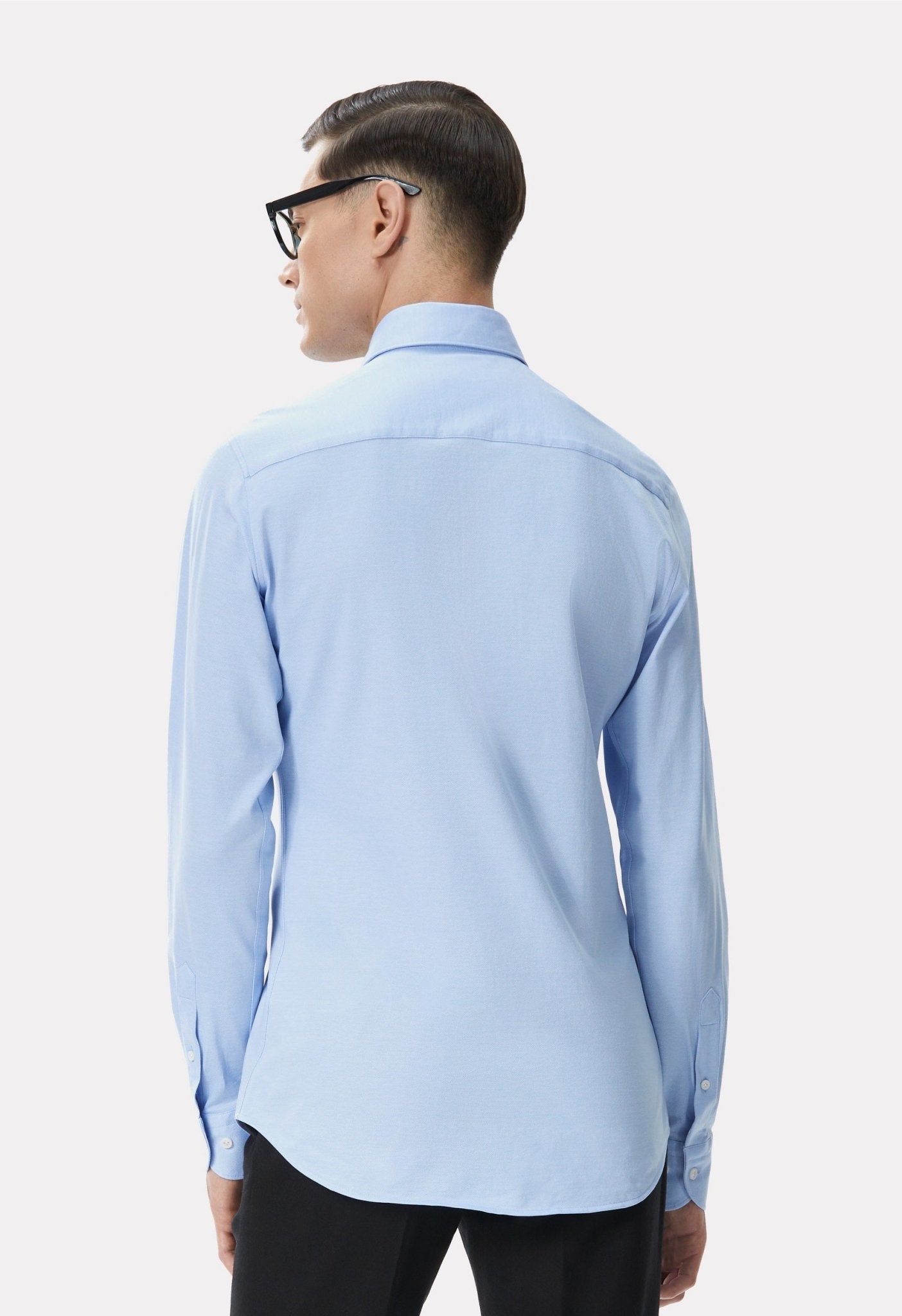 Camasa oxford bleu din jerseu de bumbac - Viggo