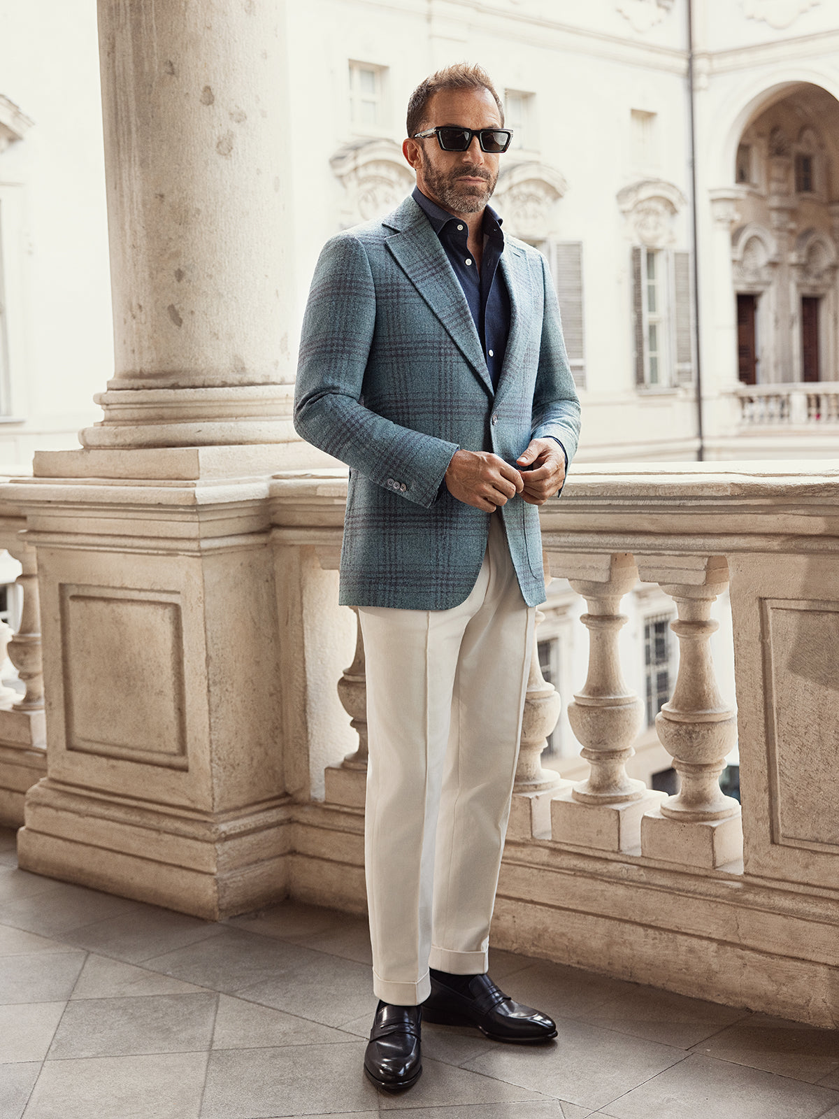 Pantalon alb cu mansete, Made to Measure, bumbac