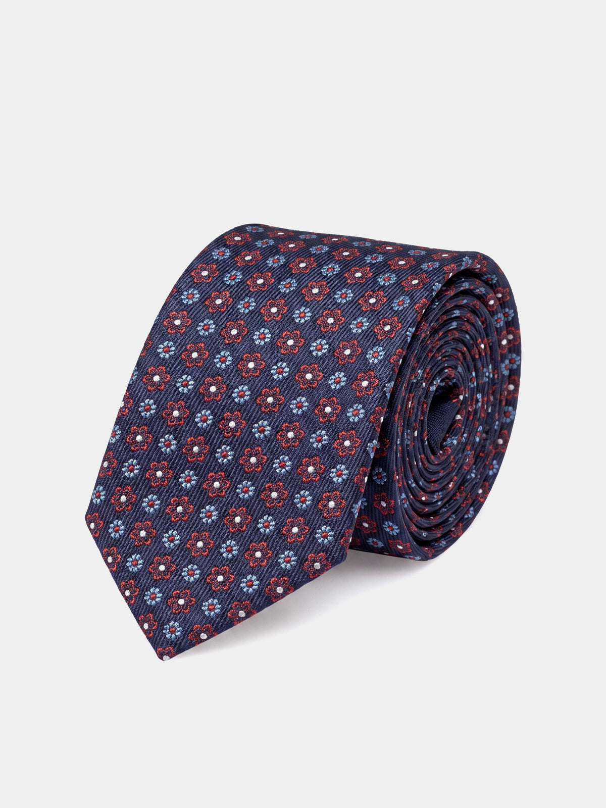 Cravata matase & bumbac cu print floral multicolor
