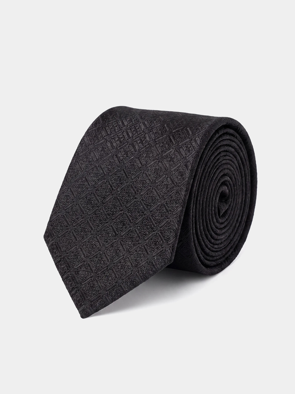 Cravata neagra matase cu romburi