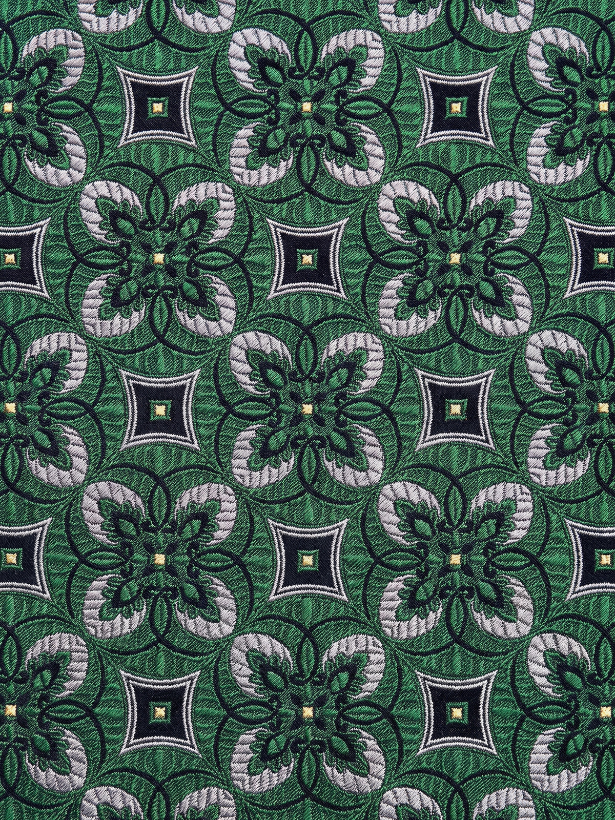 Cravata verde din matase imprimeu floral geometric