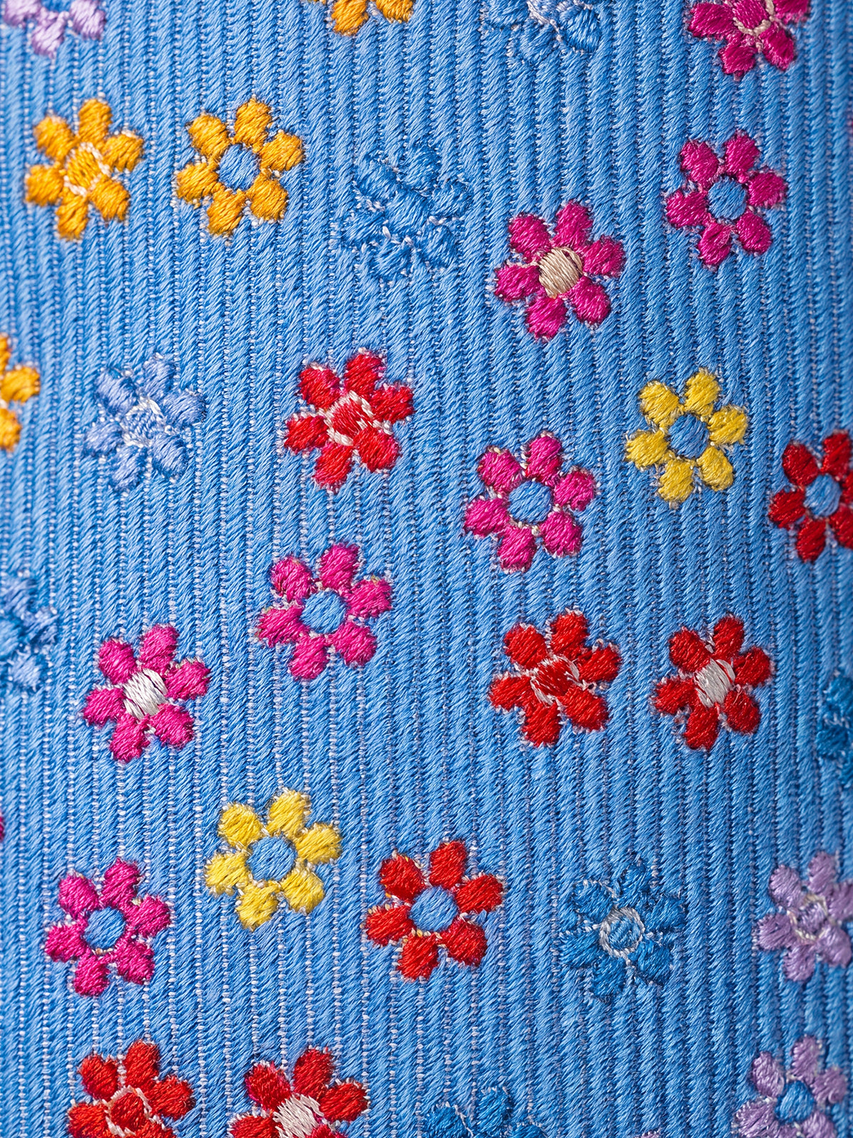 Cravata bleu cu print floral multicolor