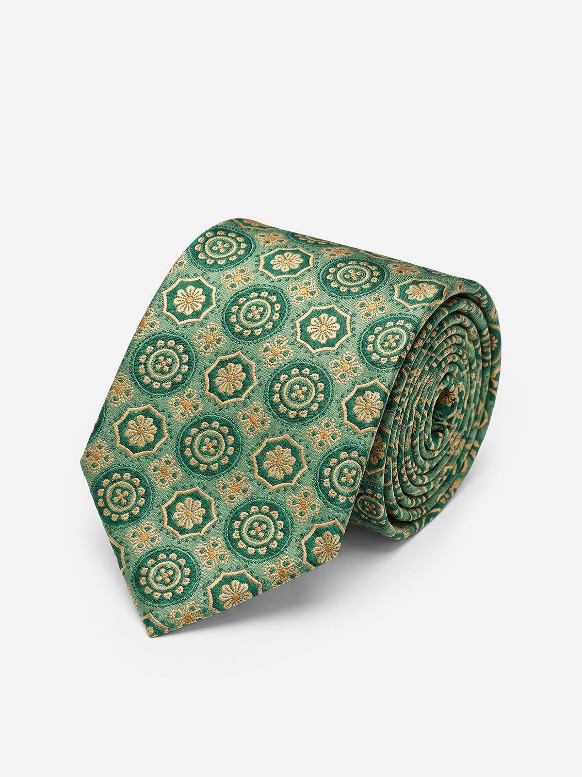 Cravata matase print medalioane florale