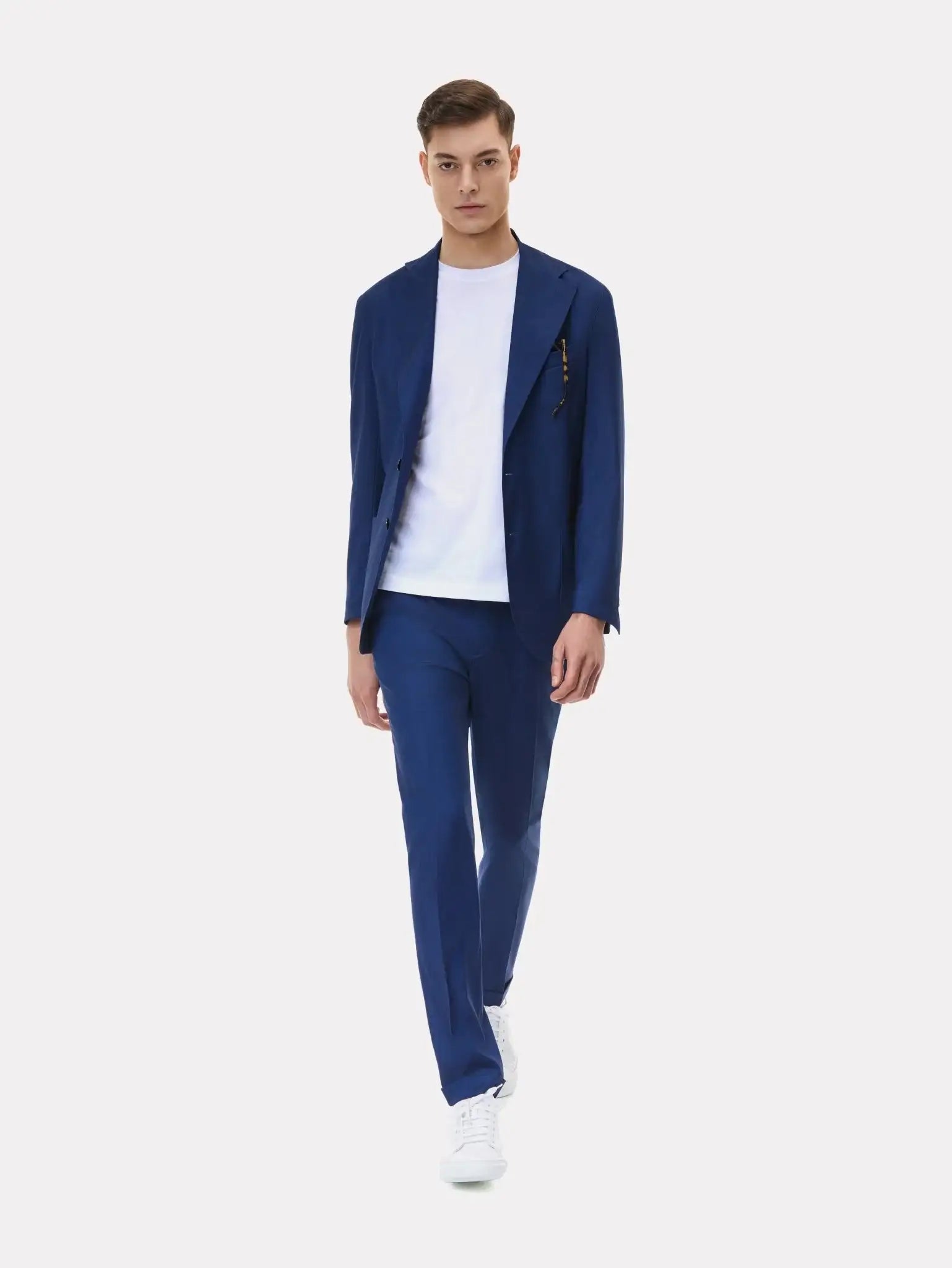 Costum slim fit albastru royal texturat