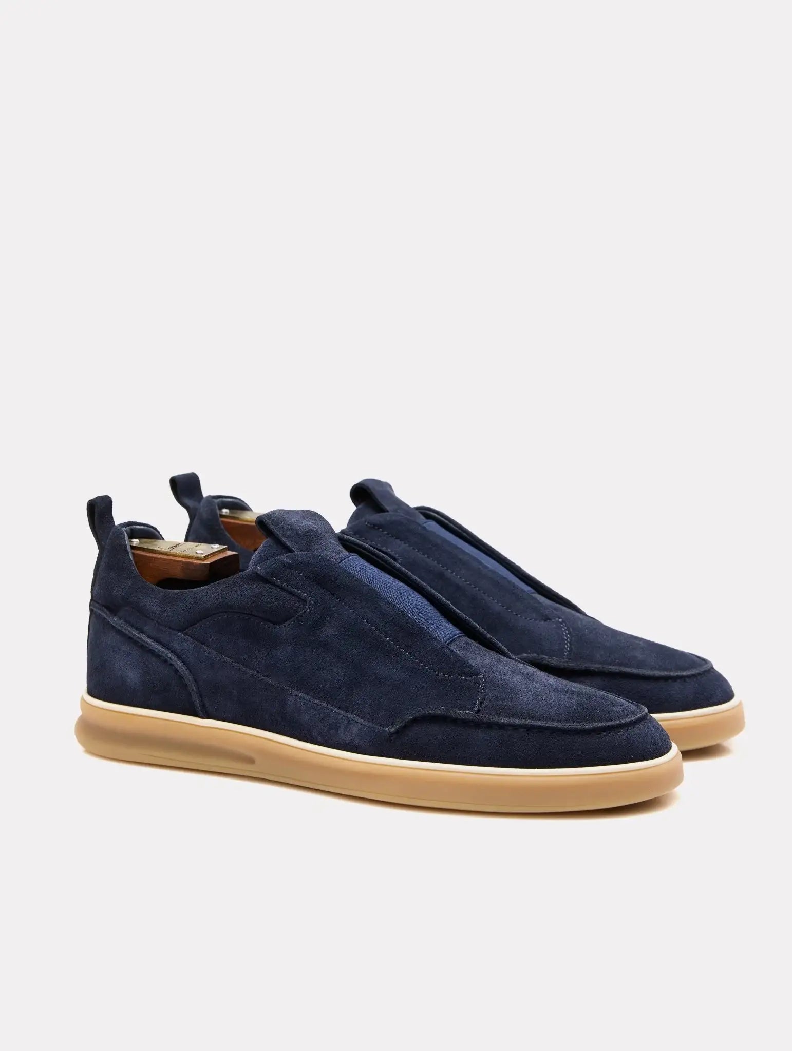 Navy suede slip-on sneakers