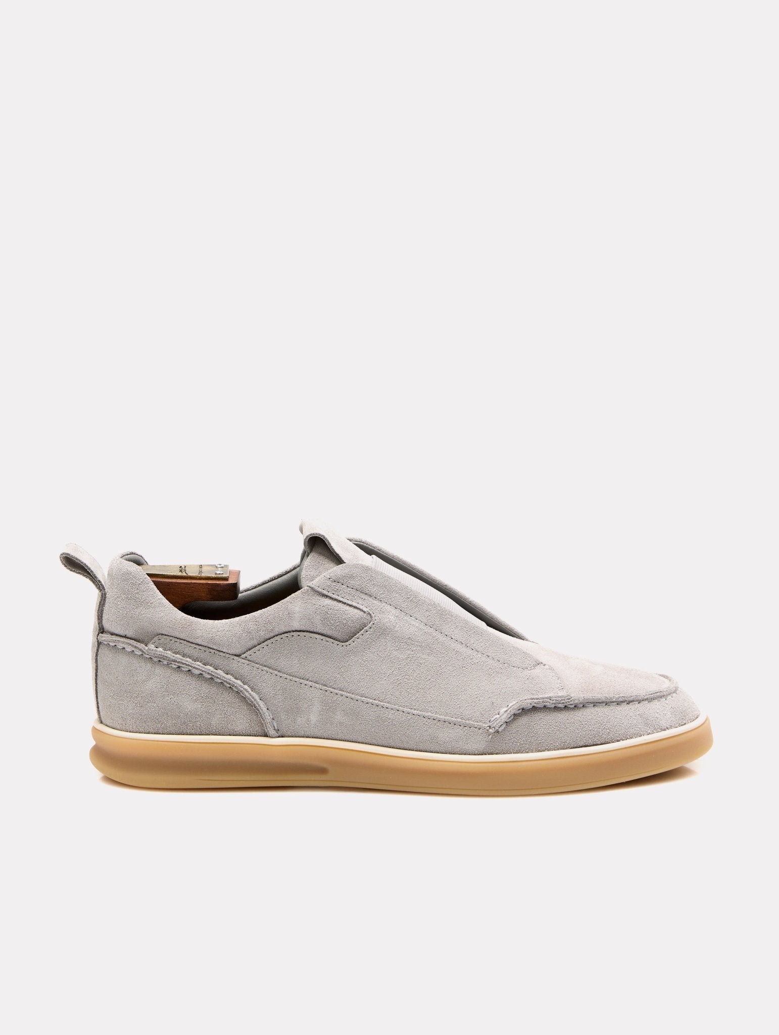 Slip - on sneakers din piele intoarsa gri - Viggo