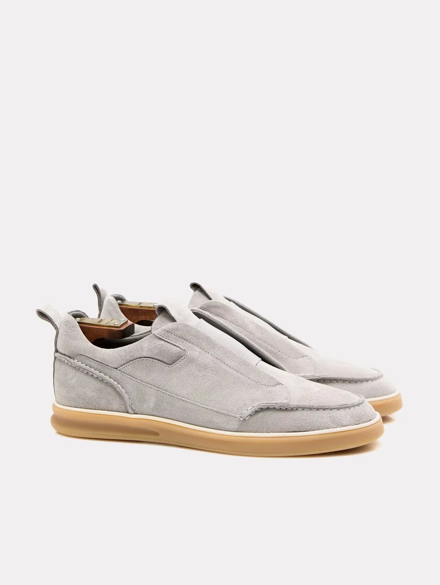 Slip-on sneakers din piele intoarsa gri
