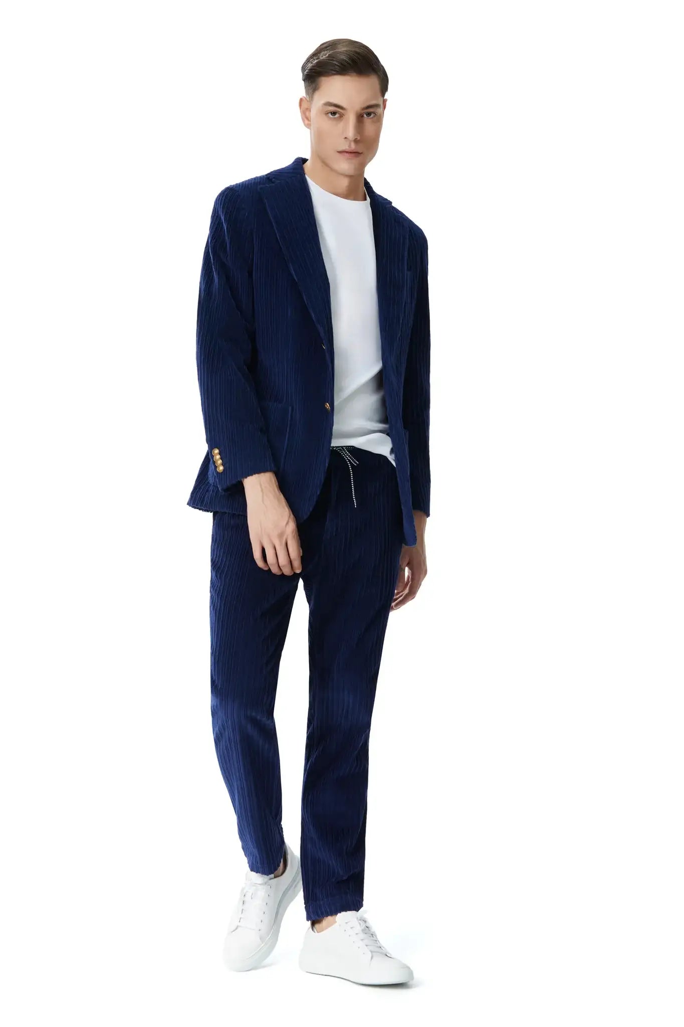 Pantaloni reiat navy cu snur