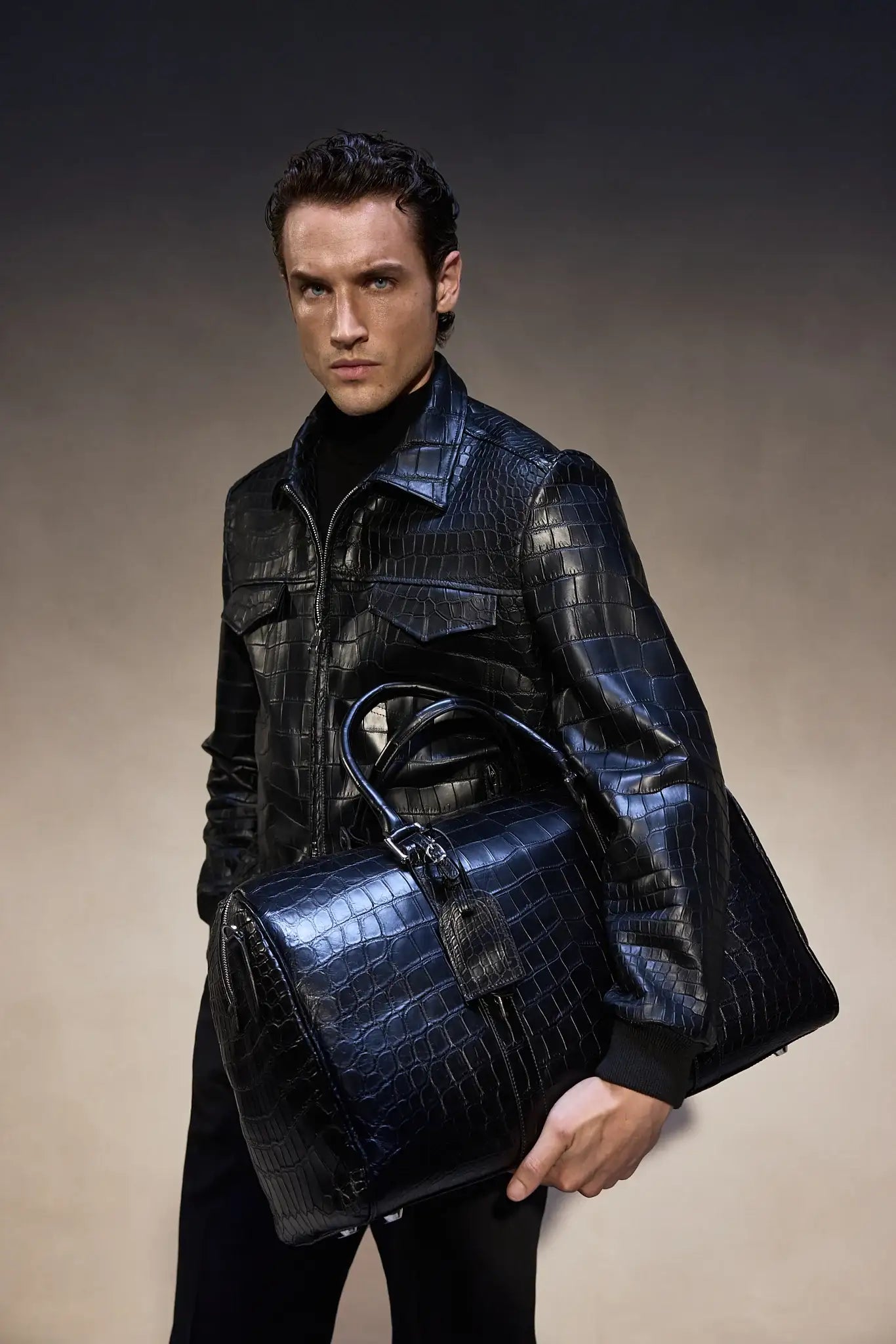 Bespoke jacket made of genuine crocodile leather