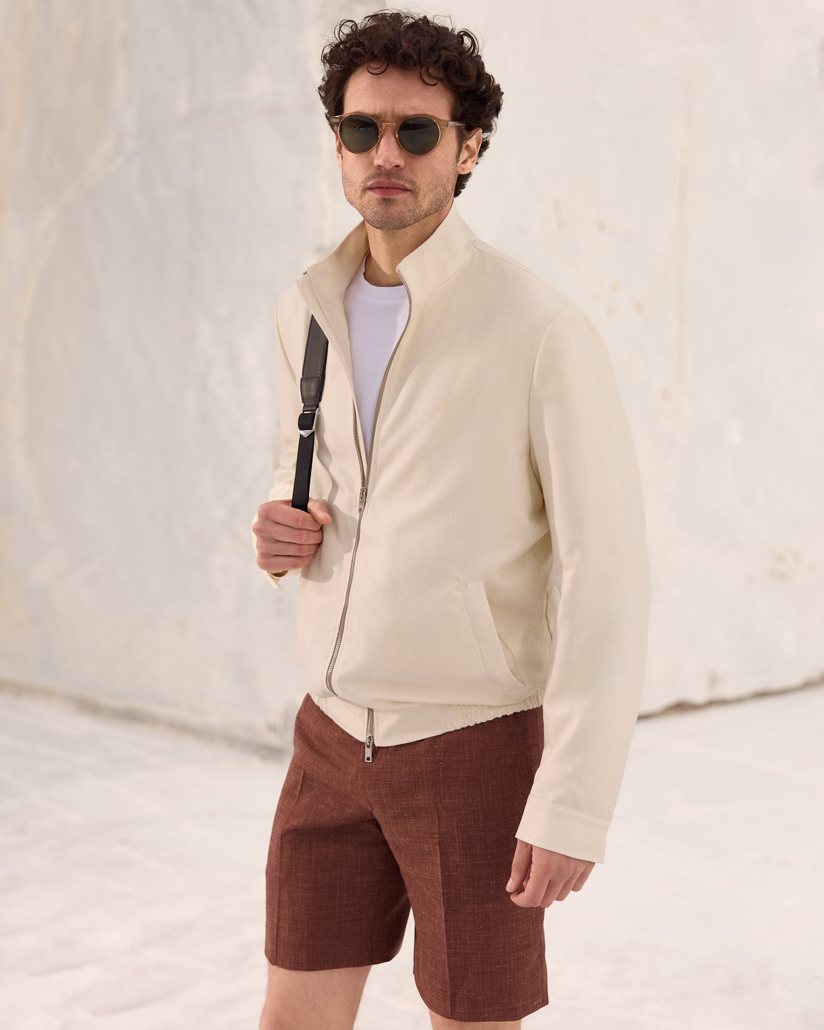 Pantalon scurt maro Made to Measure, tesatura Loro Piana