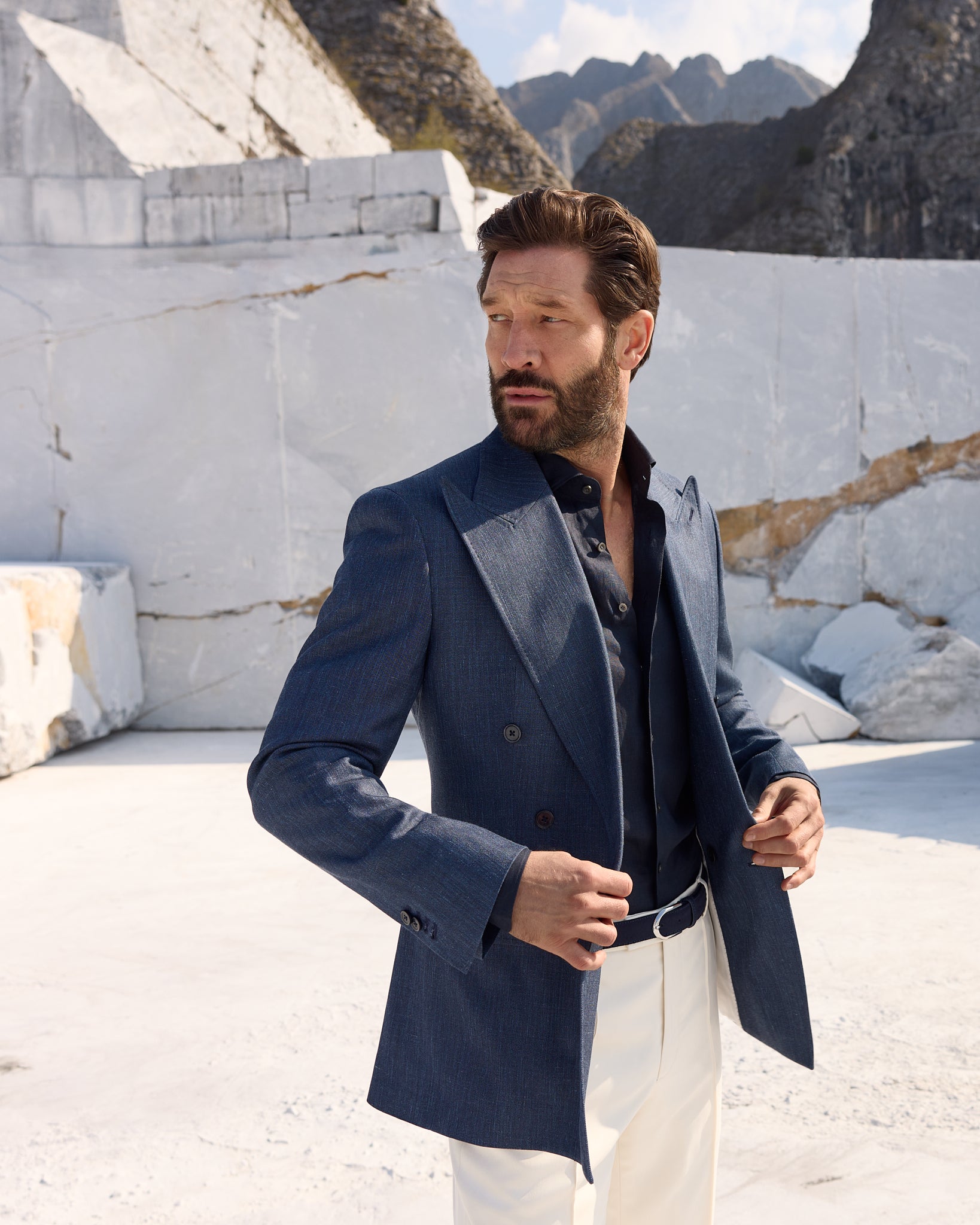 Sacou albastru denim Made to Measure, tesatura Loro Piana