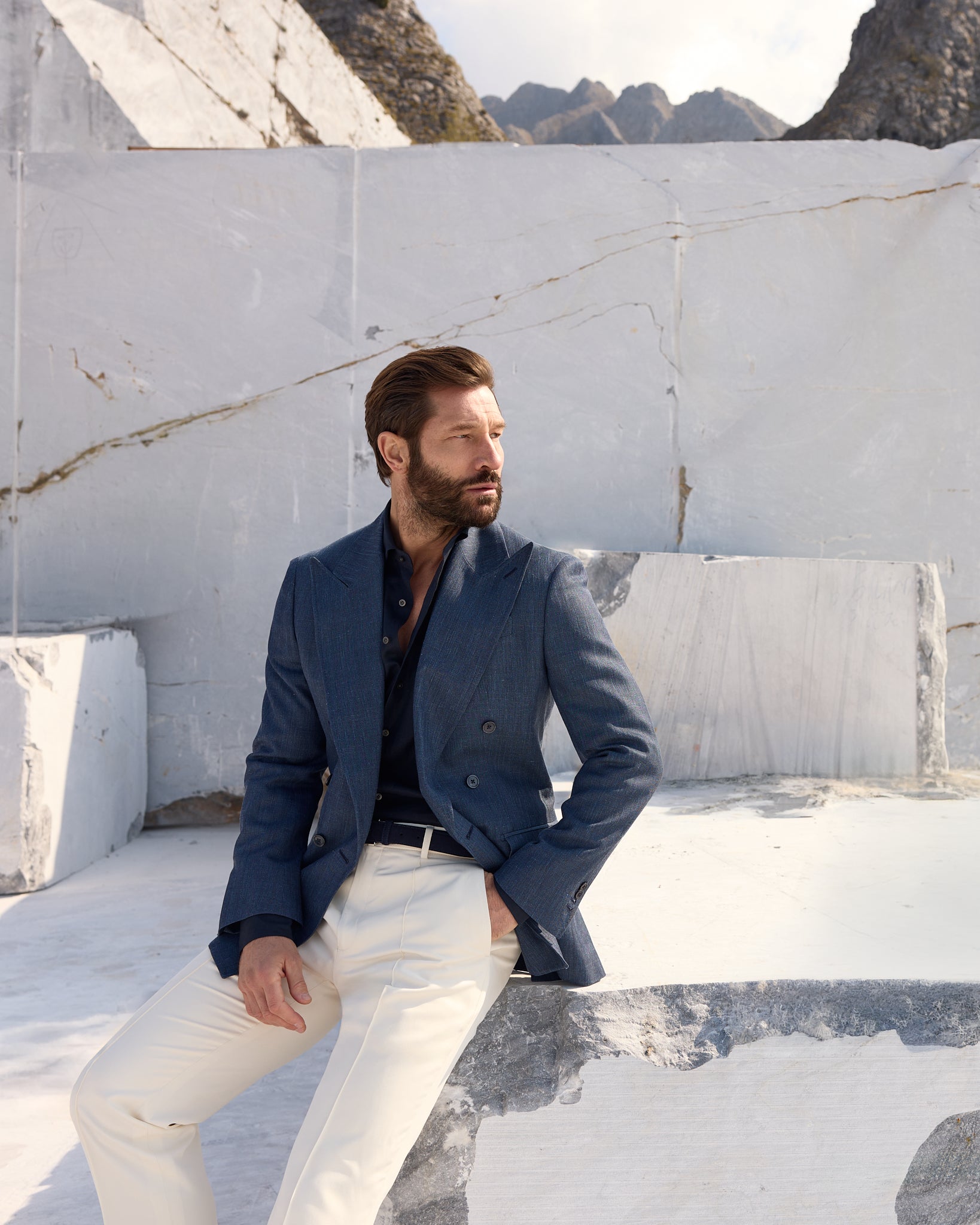 Sacou albastru denim Made to Measure, tesatura Loro Piana