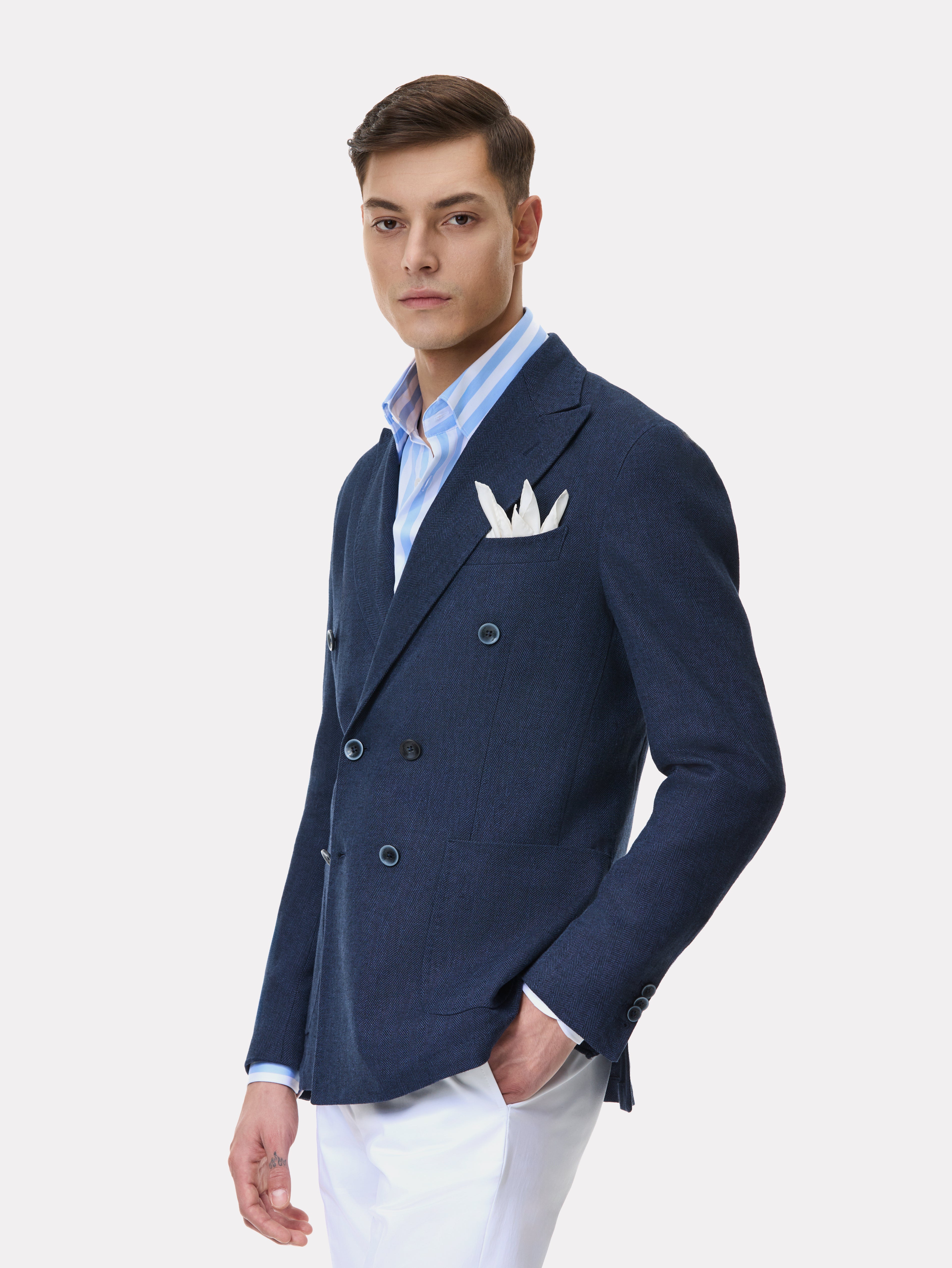 Navy double-breasted jacket