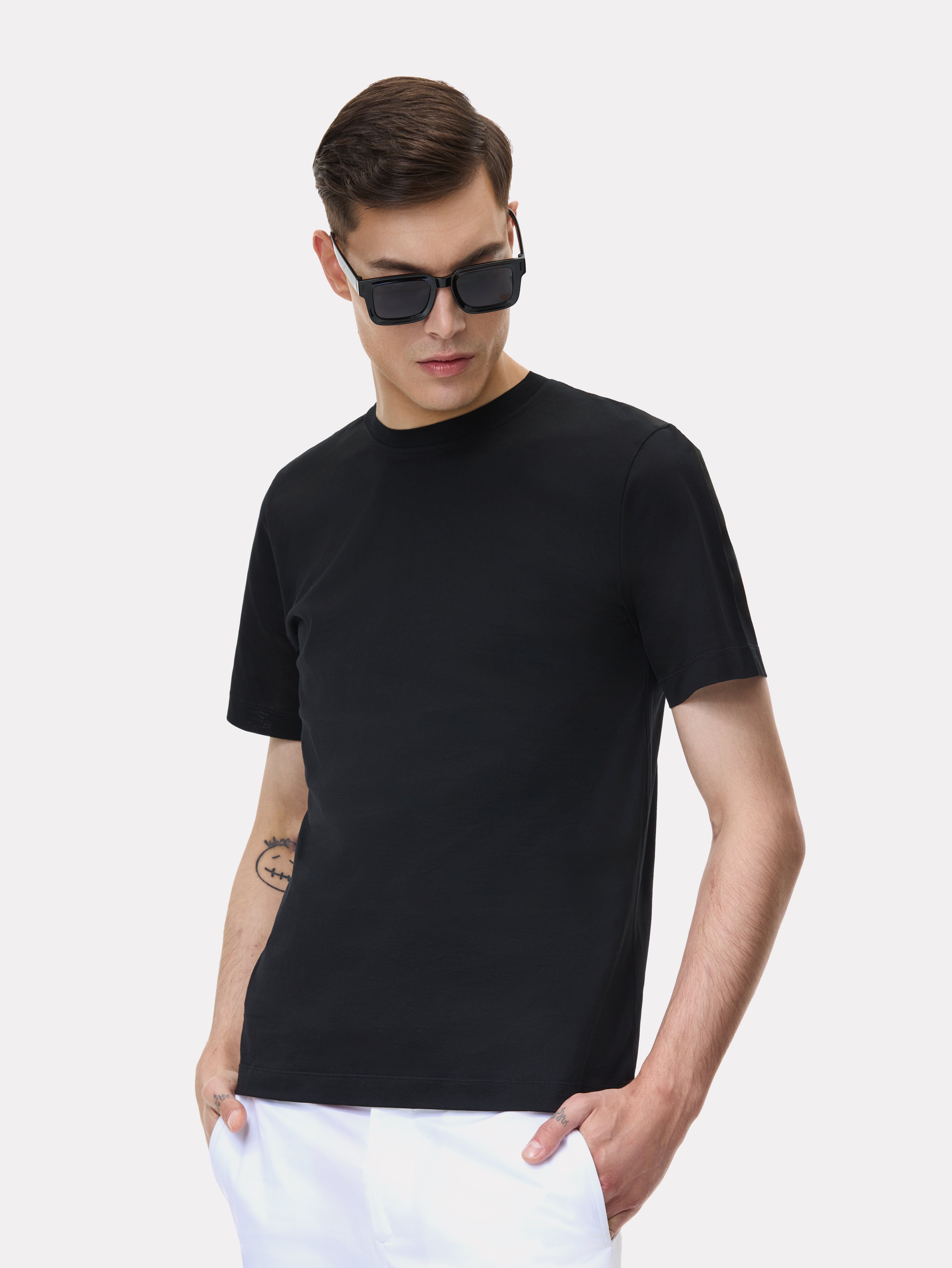 Filoscozia® black cotton T-shirt