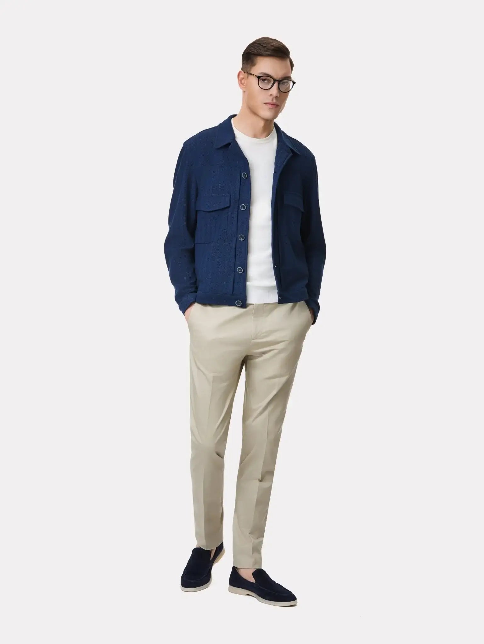 Jacheta scurta navy cu buzunare aplicate