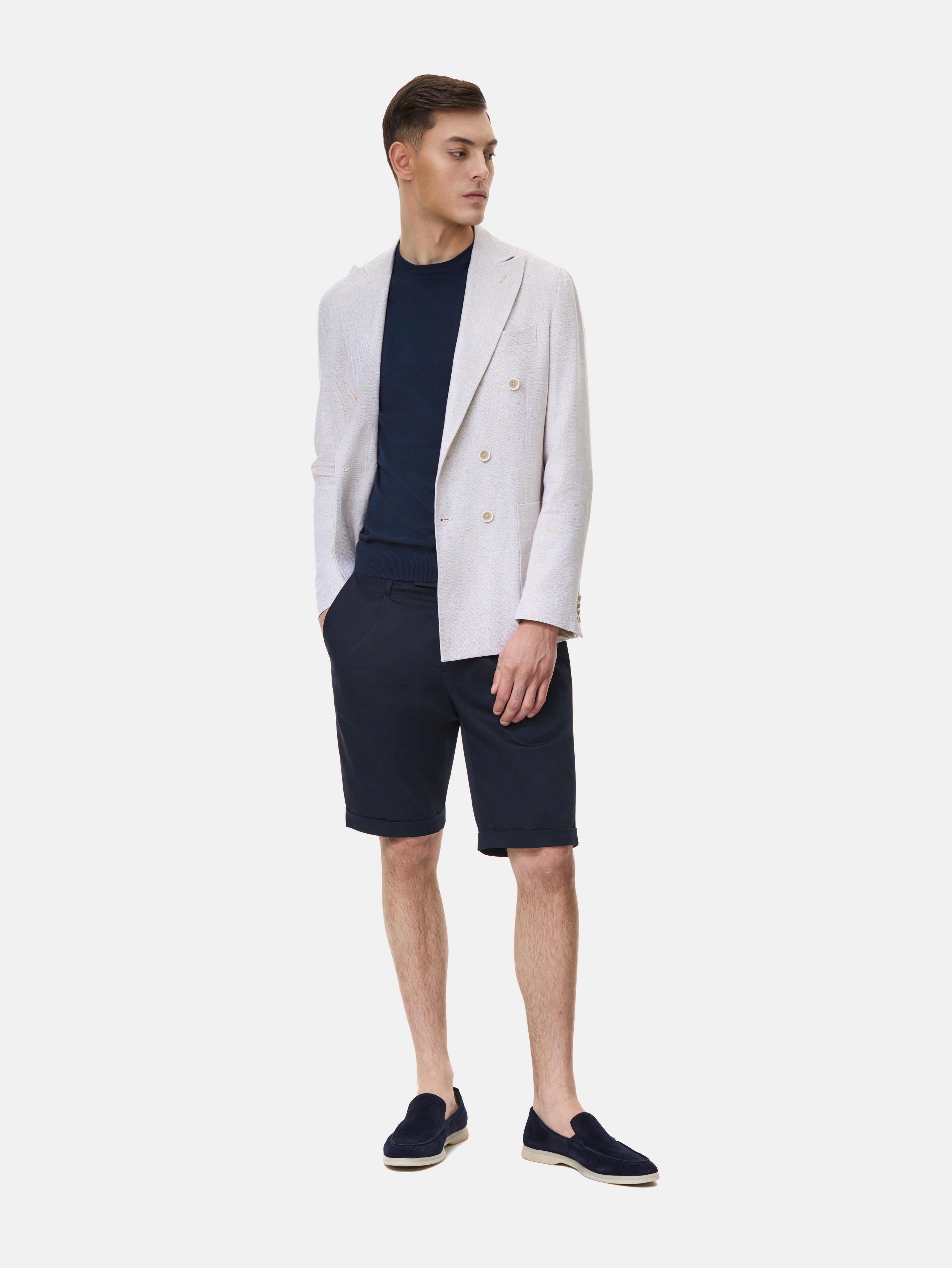 Navy shorts with cuffs