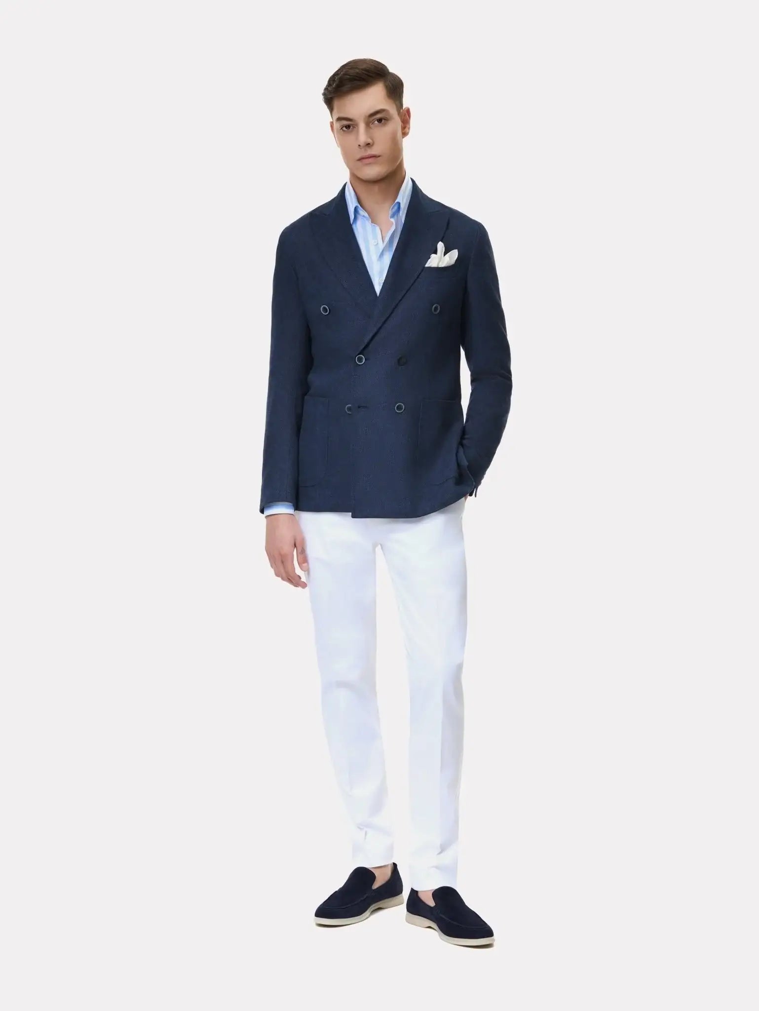 Sacou navy la doua randuri de nasturi