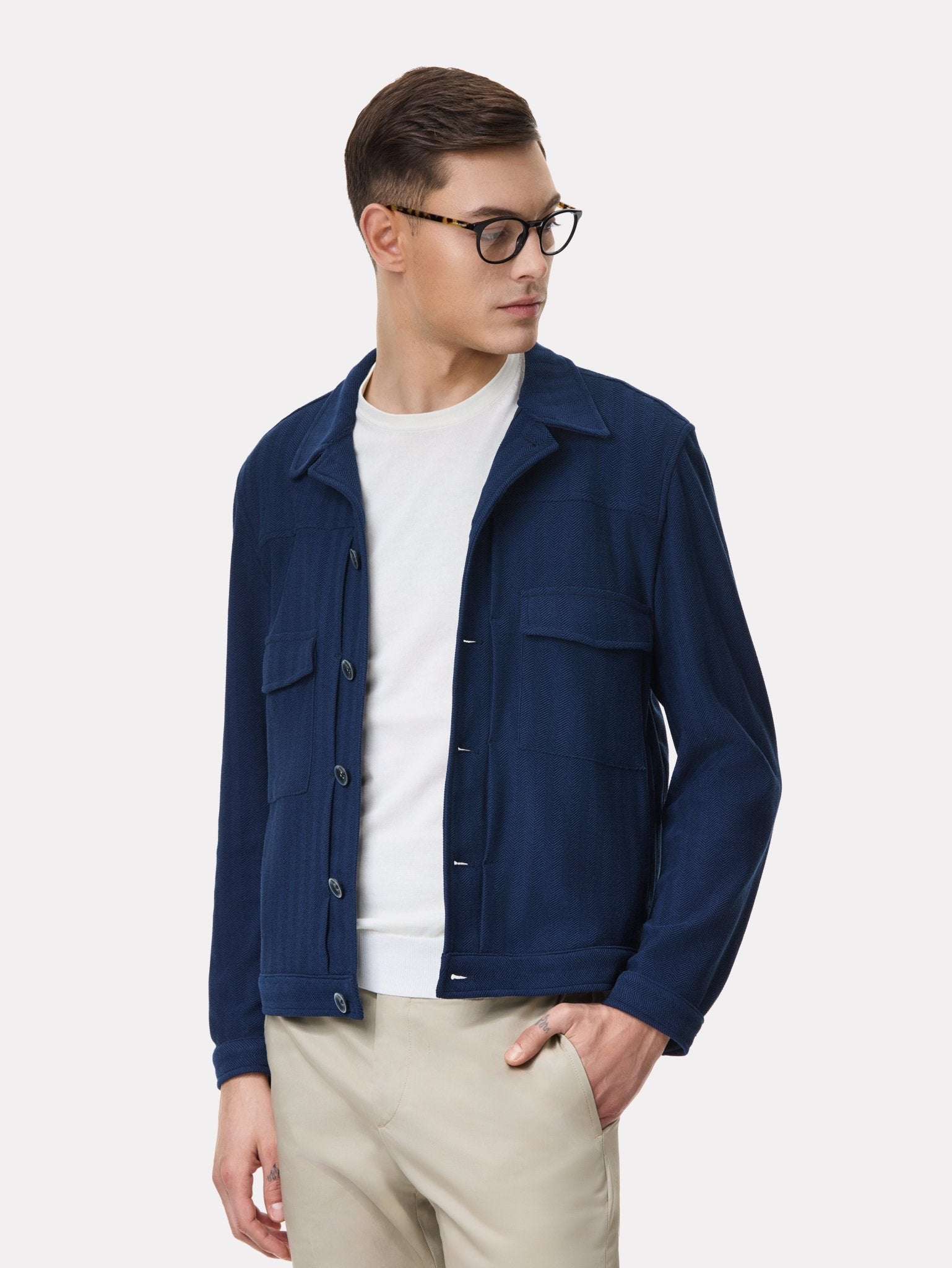 Jacheta scurta navy cu buzunare aplicate - Viggo