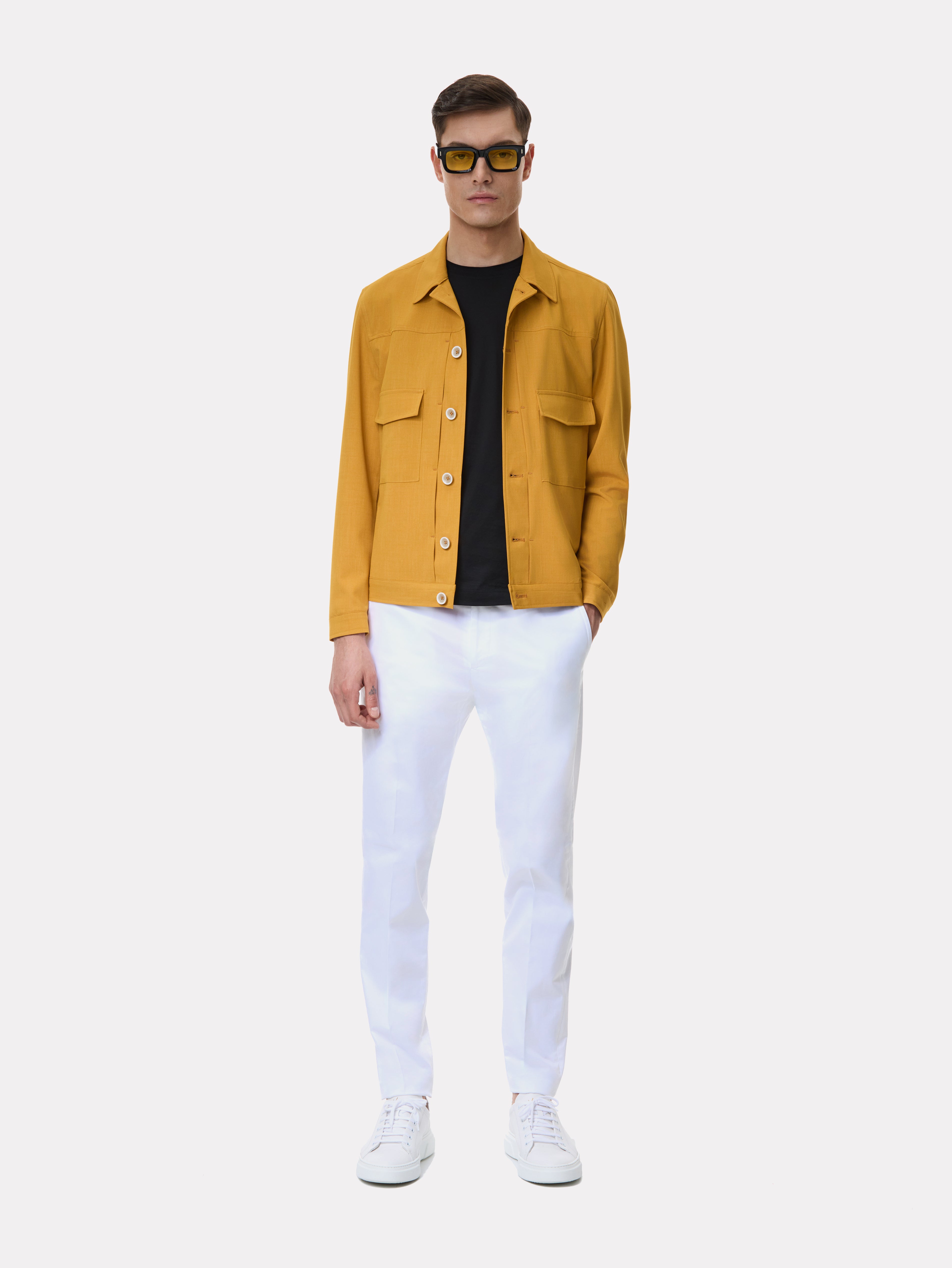 Short mustard jacket with patch pockets