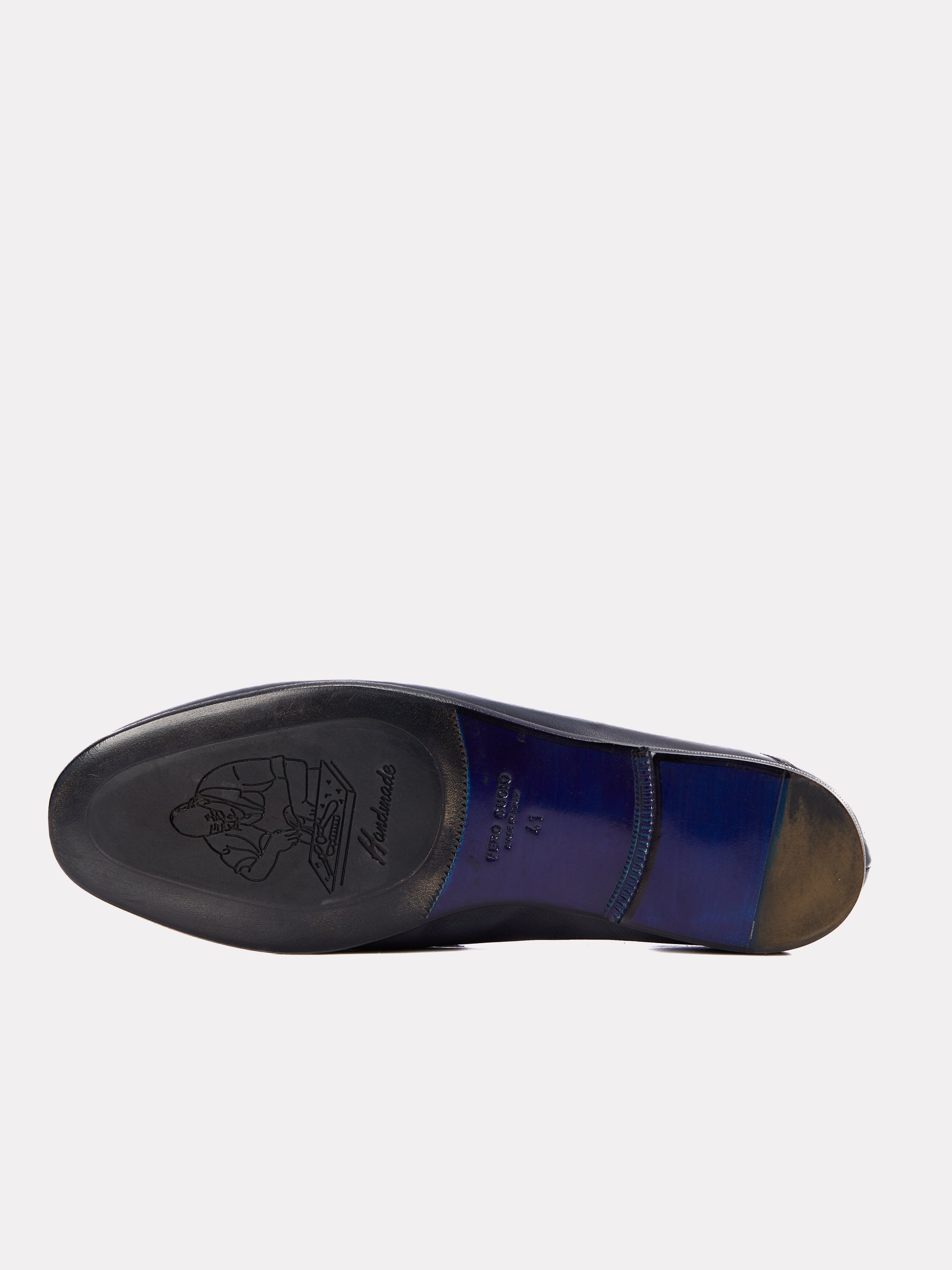 Loafer shoes with metallic chain, navy