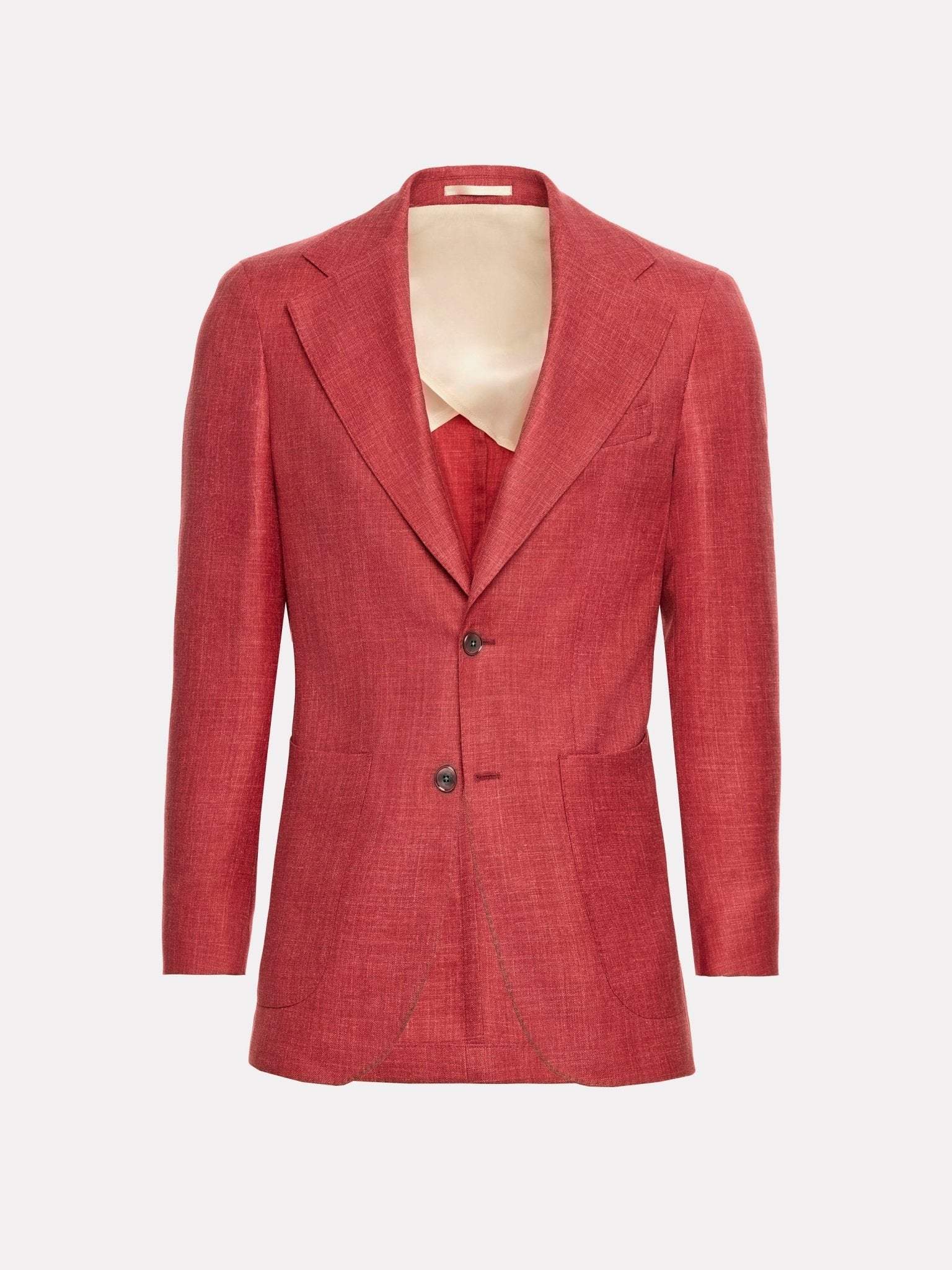 Red textured jacket in virgin wool, silk and linen