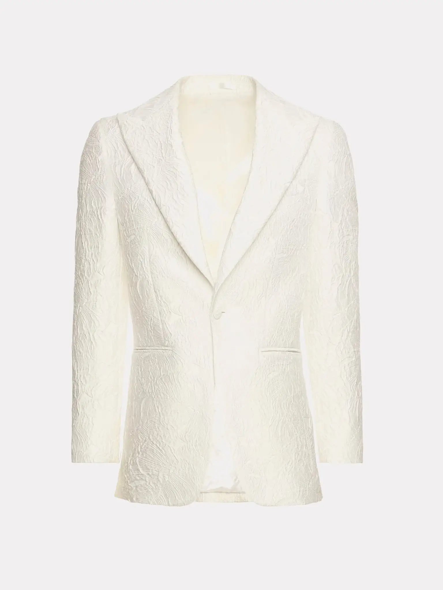 WHITE TEXTURED TUXEDO JACKET