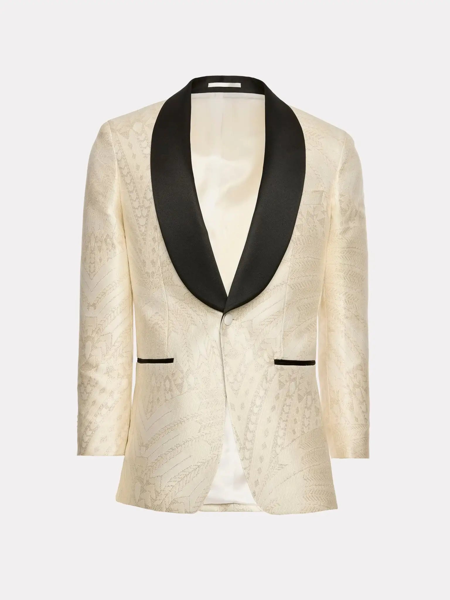 WHITE TUXEDO JACKET ORIENTAL PATTERN