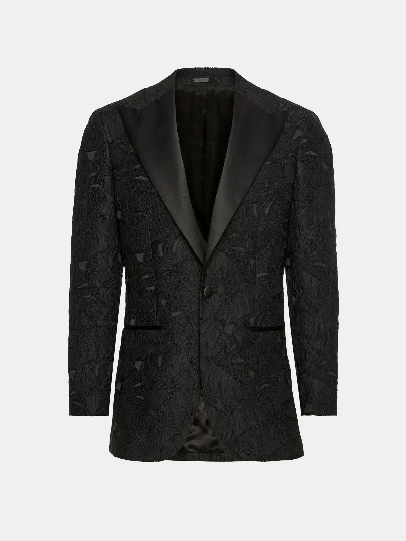 BLACK TEXTURED TUXEDO JACKET