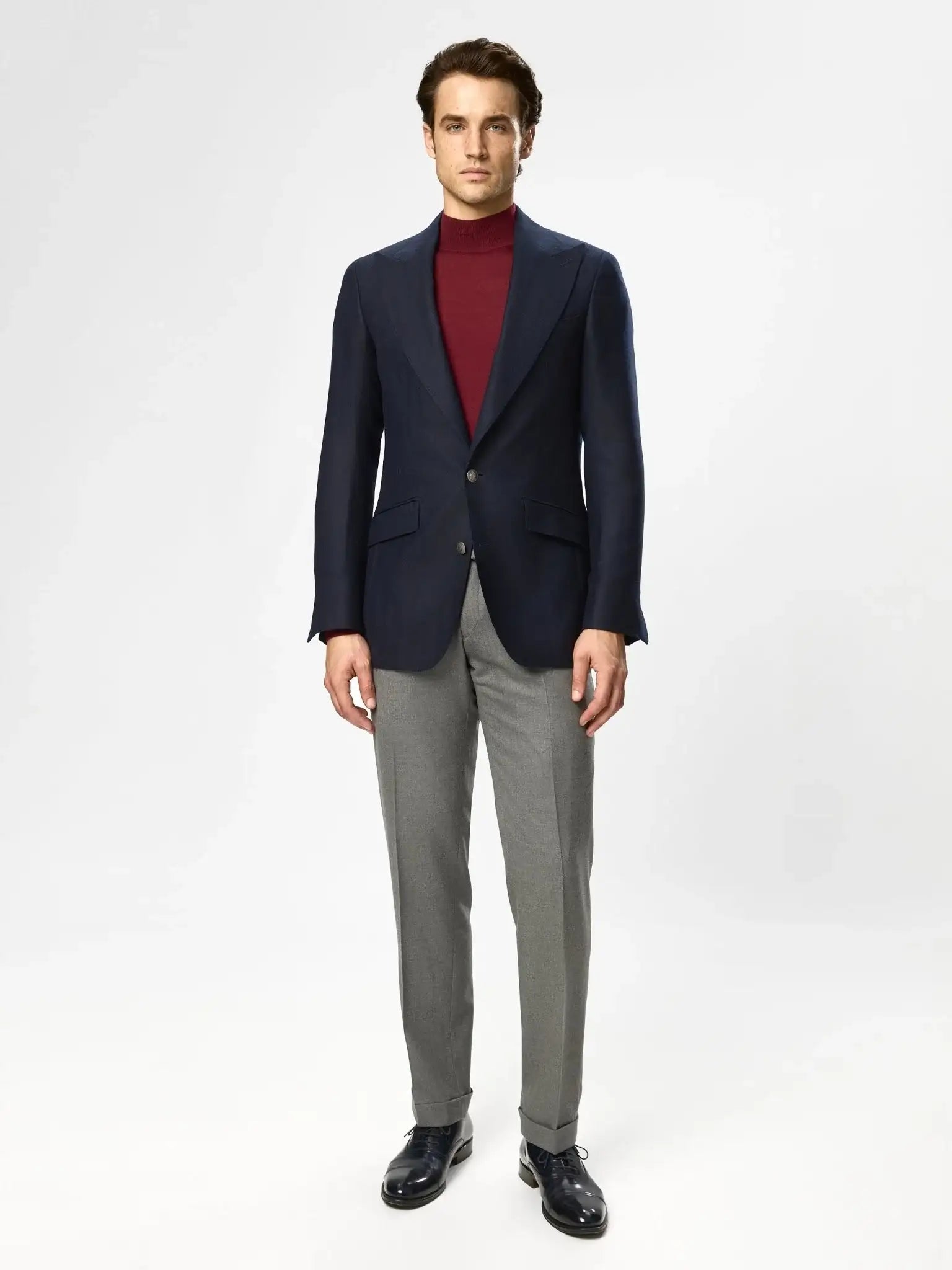Navy herringbone jacket Vitale Barberis Canonico fabric