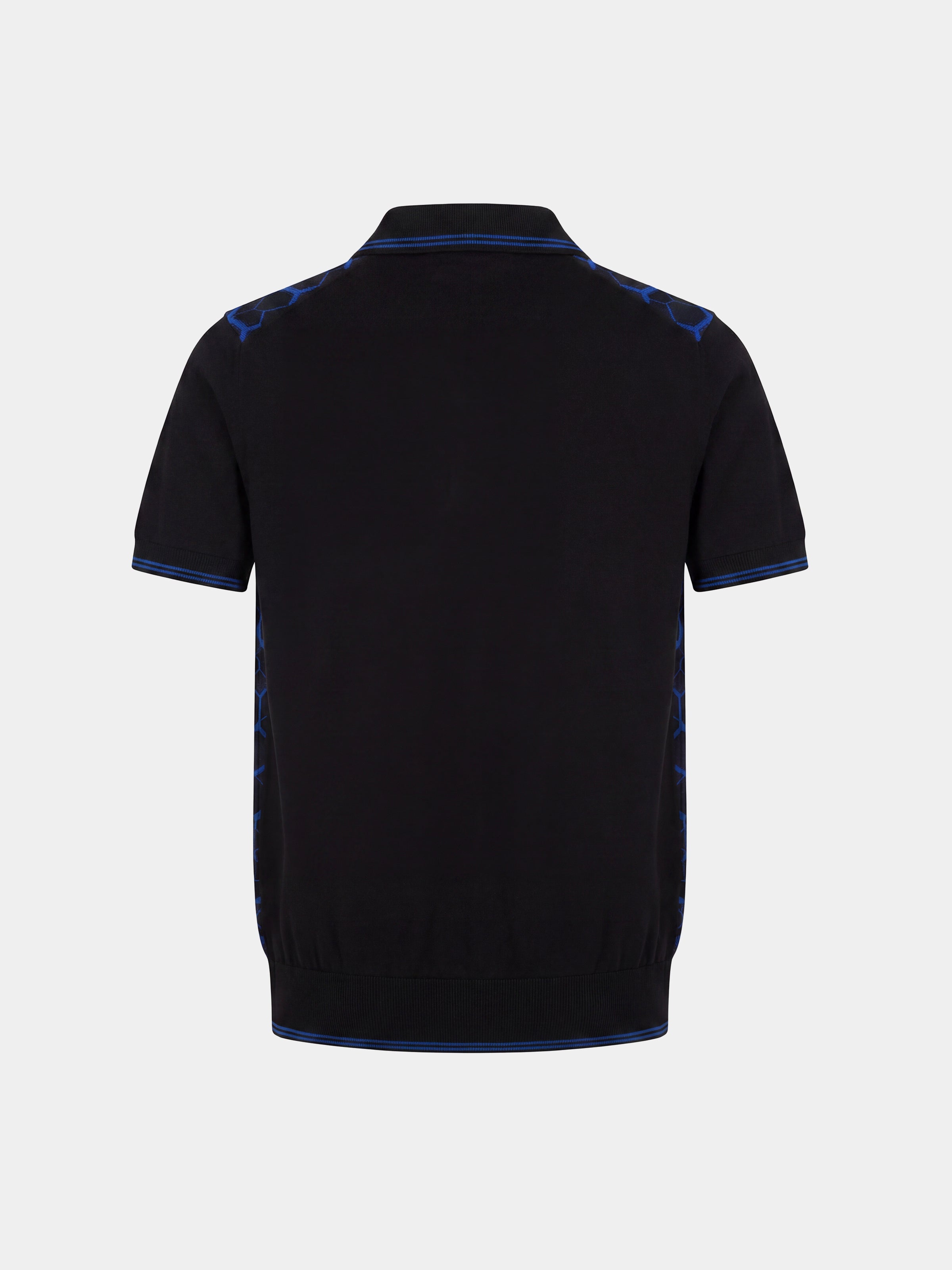 Tricou Polo negru hexagon matase&bumbac
