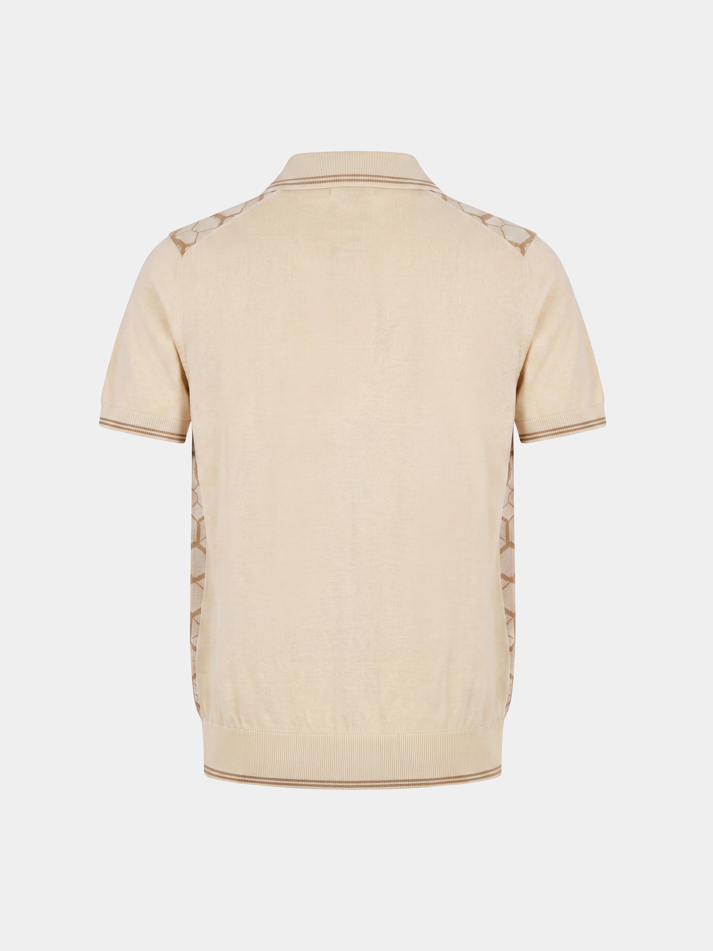 Tricou Polo bej hexagon matase&bumbac