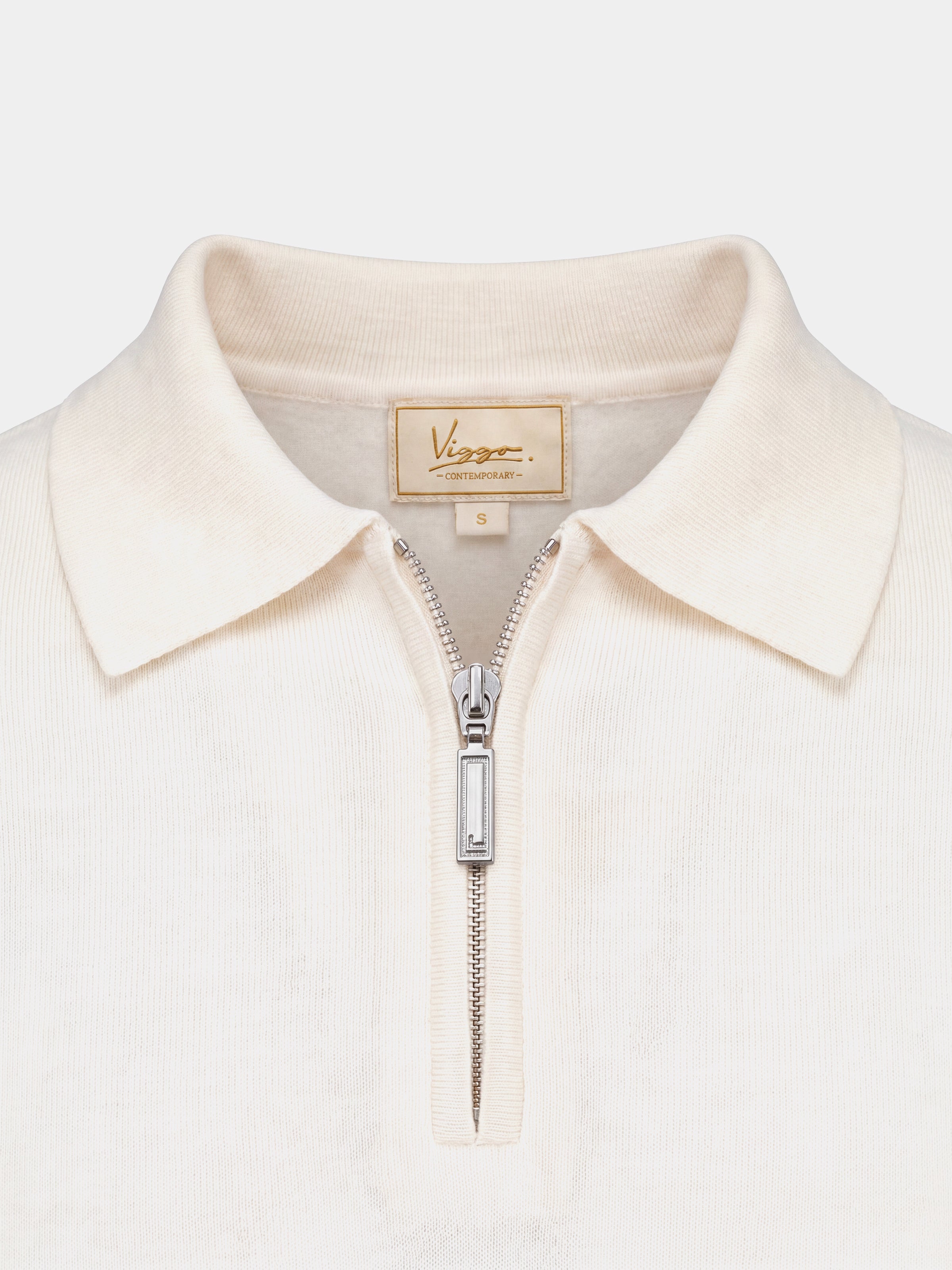 Tricou Polo alb matase & bumbac