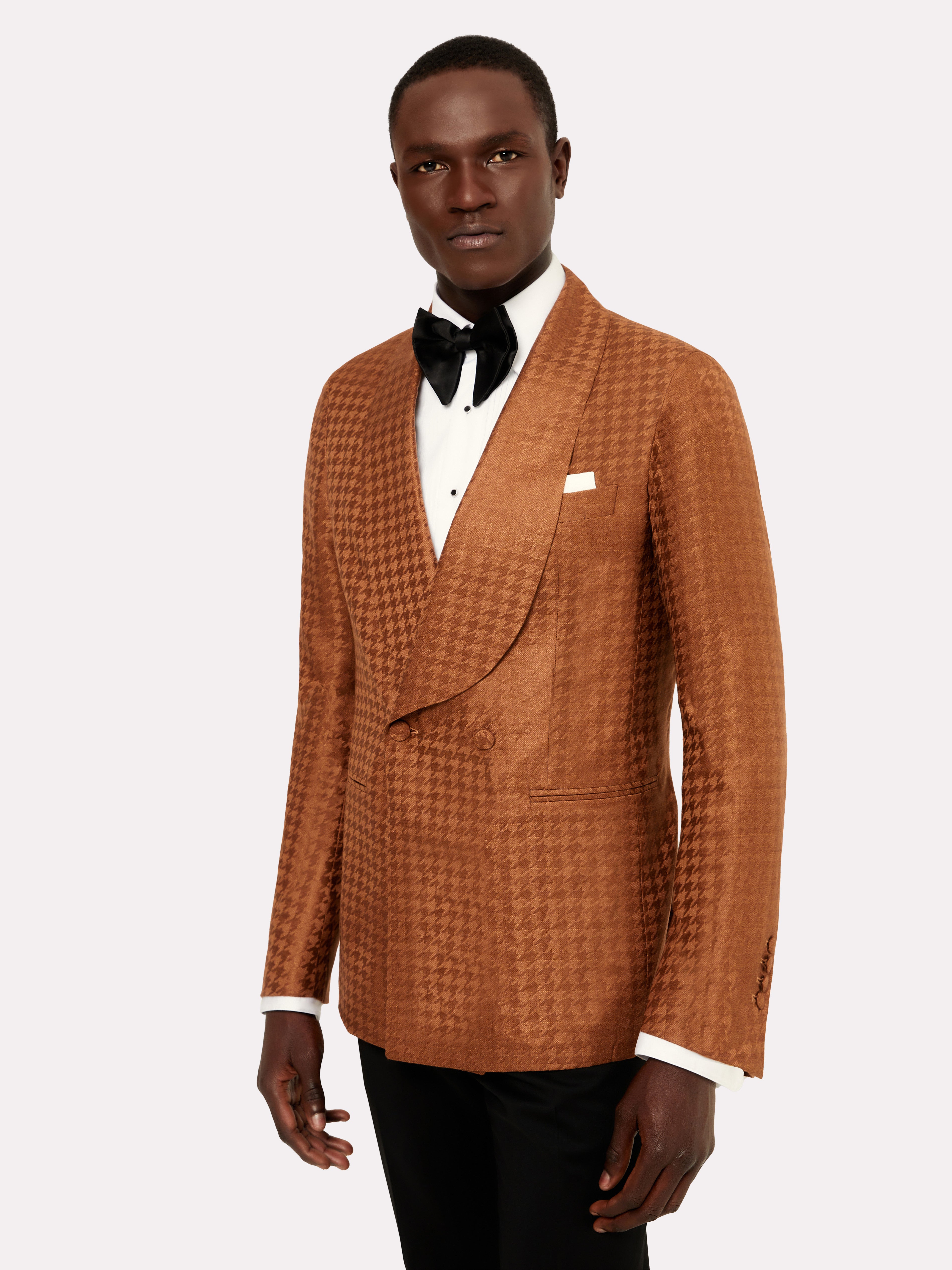 Sacou smoking casmir si matase, tesatura Piacenza, maro