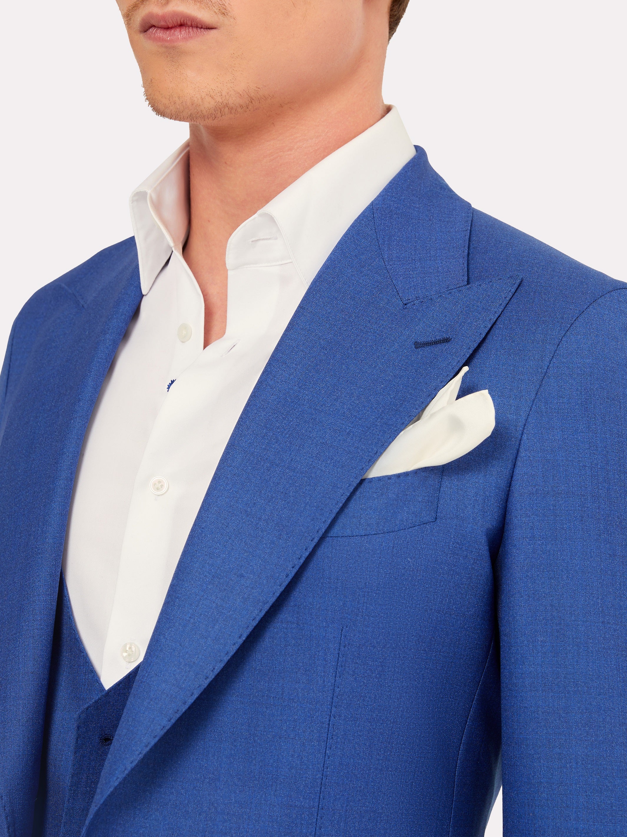 White non-iron shirt with hidden blue flower