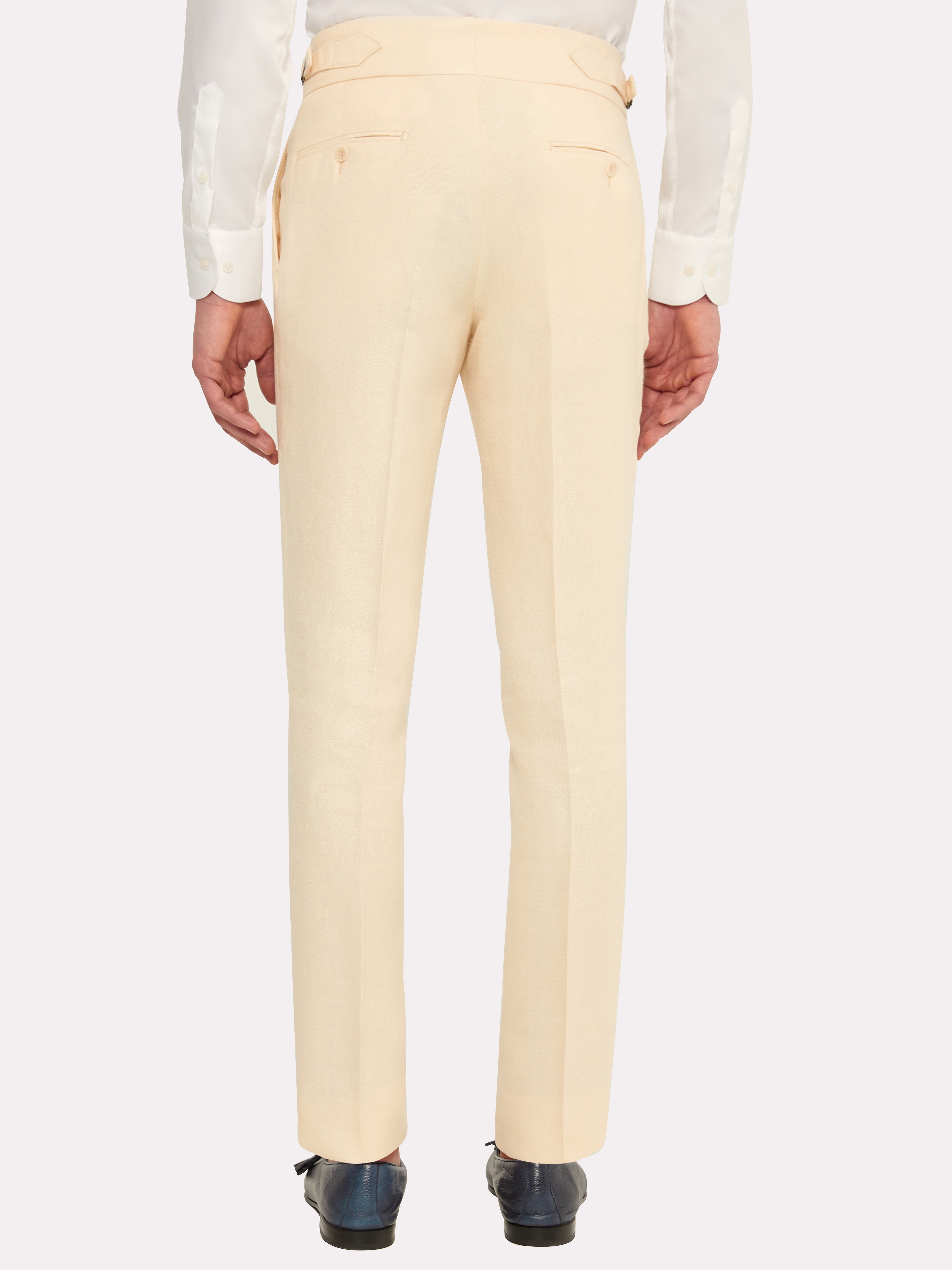Linen and silk adjustable waist pants