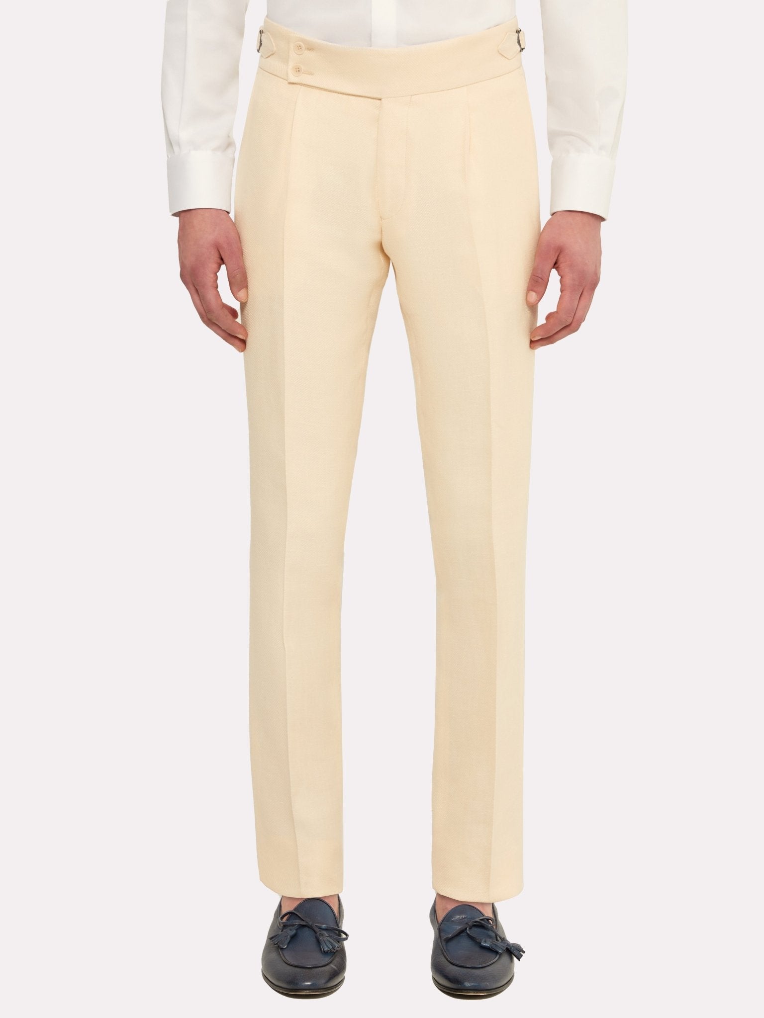 Pantaloni cu talie reglabila din in si matase - Viggo