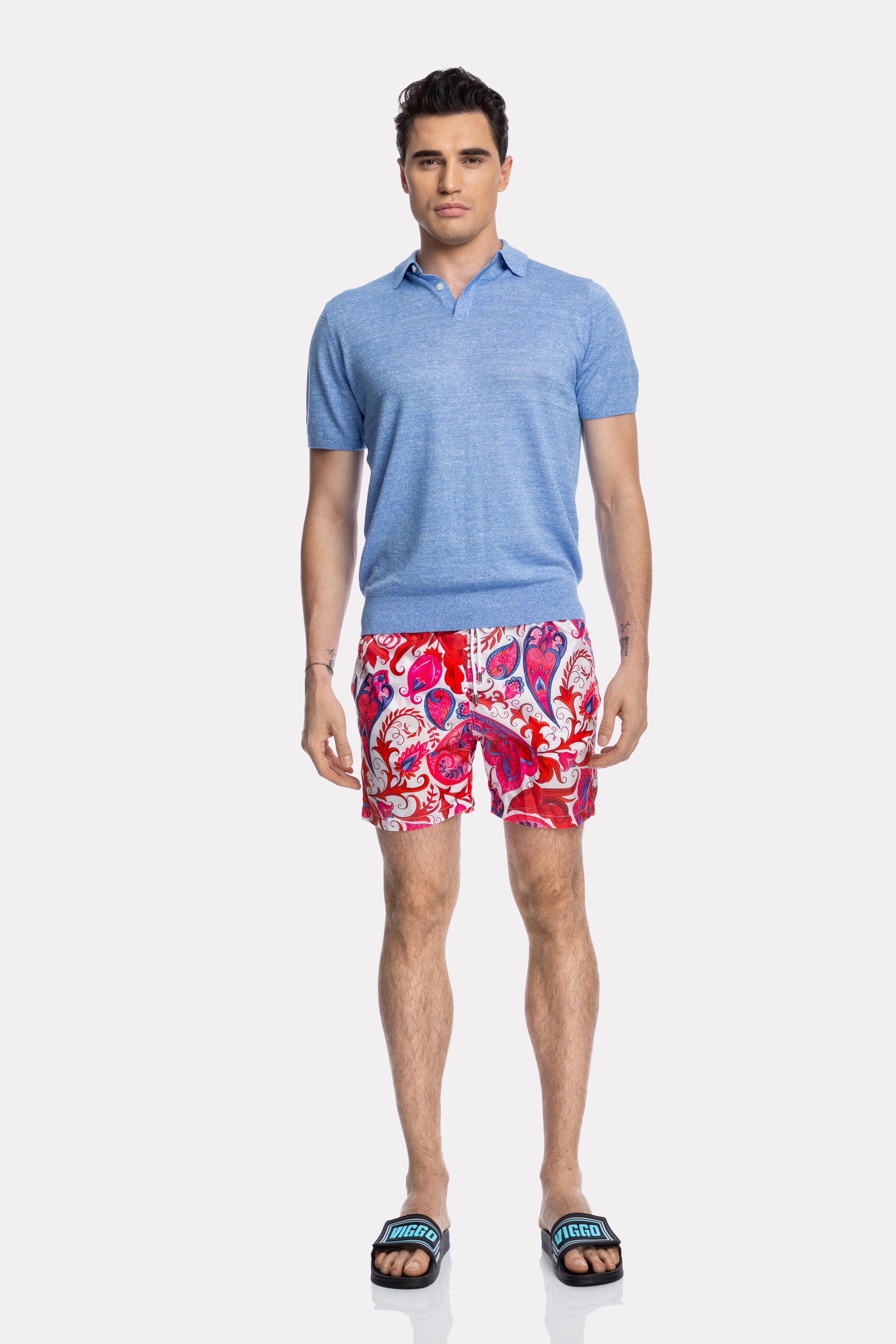 Pantaloni scurti de baie cu imprimeu floral