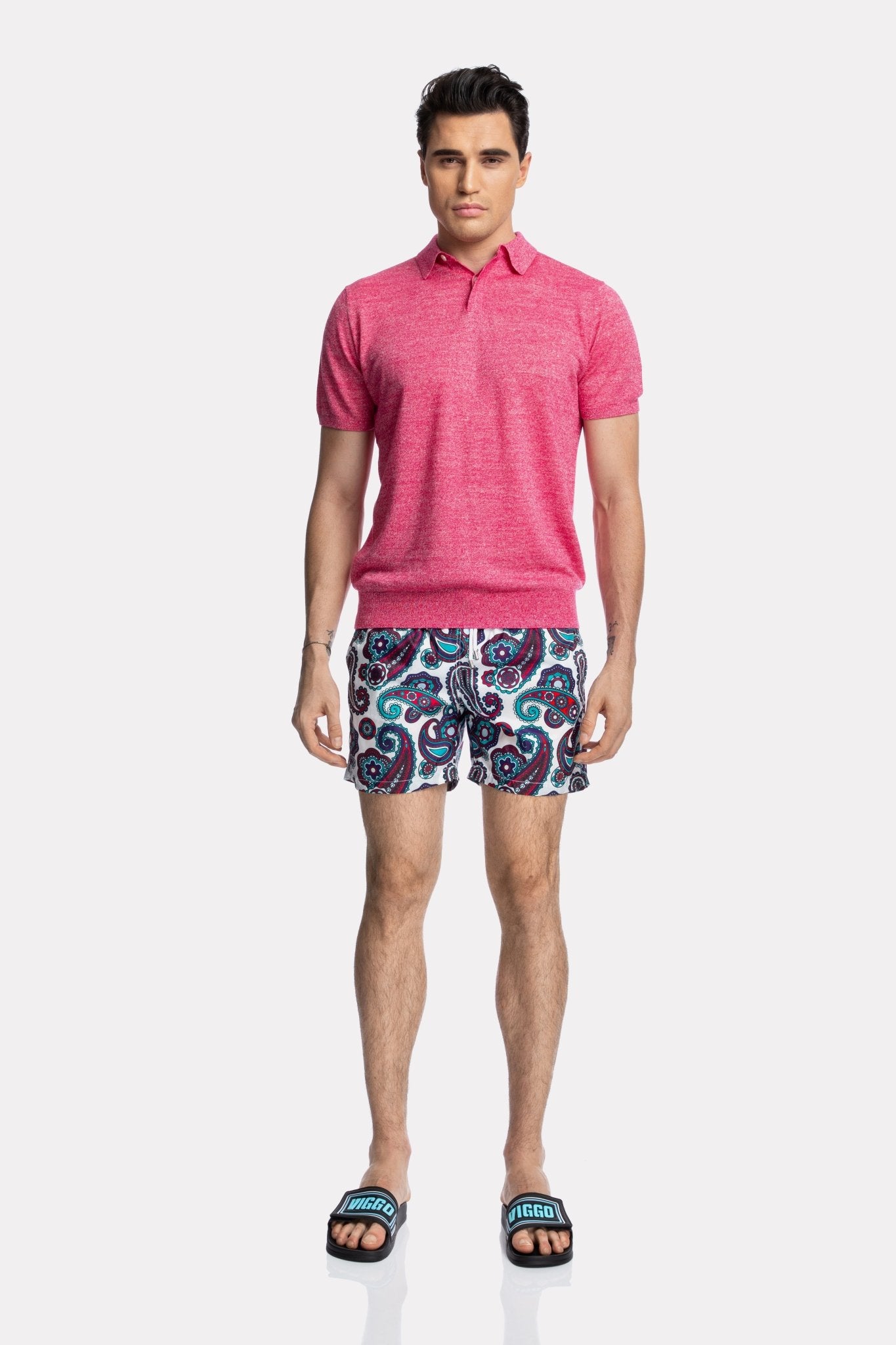 Pantaloni scurti de baie cu imprimeu multicolor - Viggo