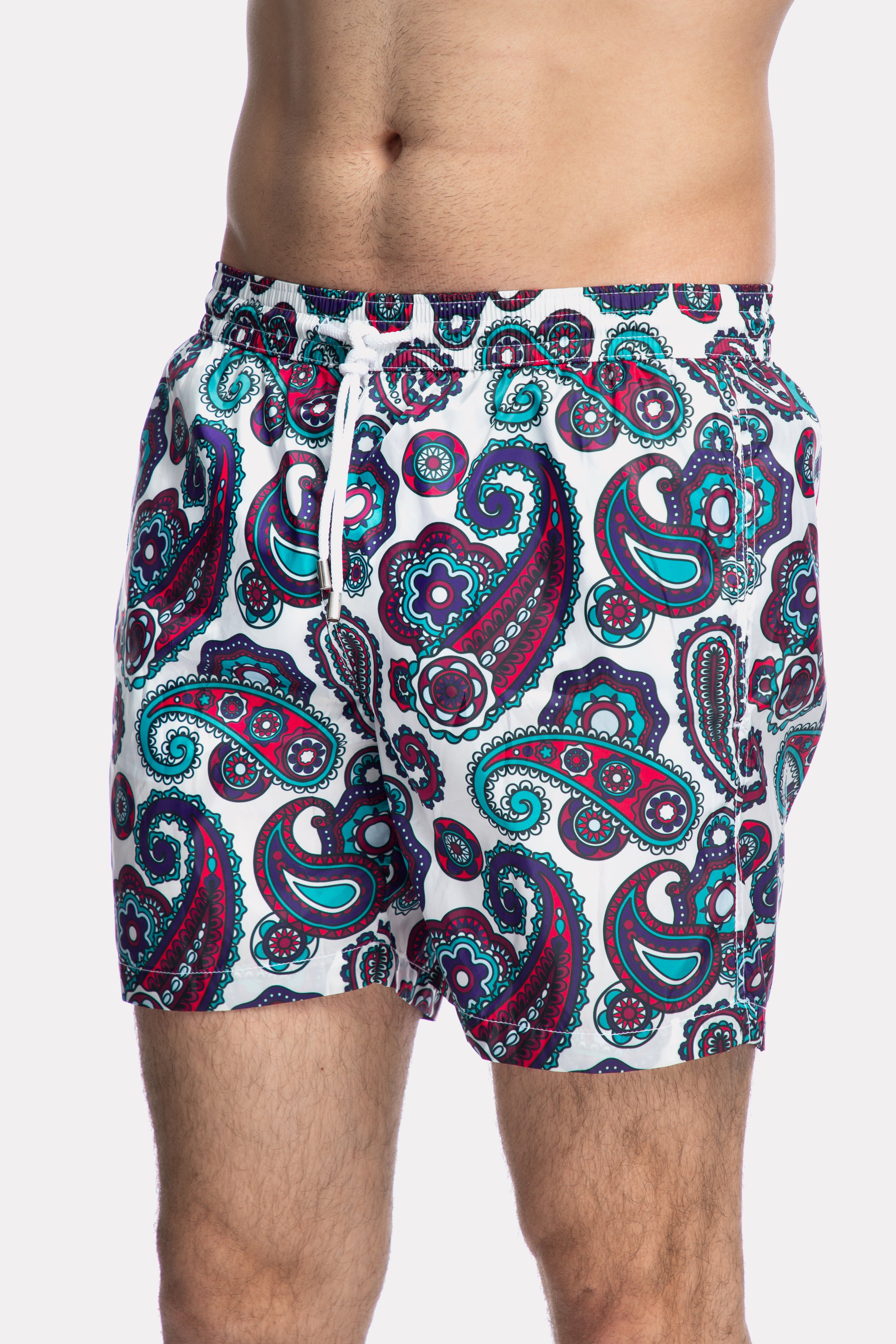 Pantaloni scurti de baie cu imprimeu multicolor