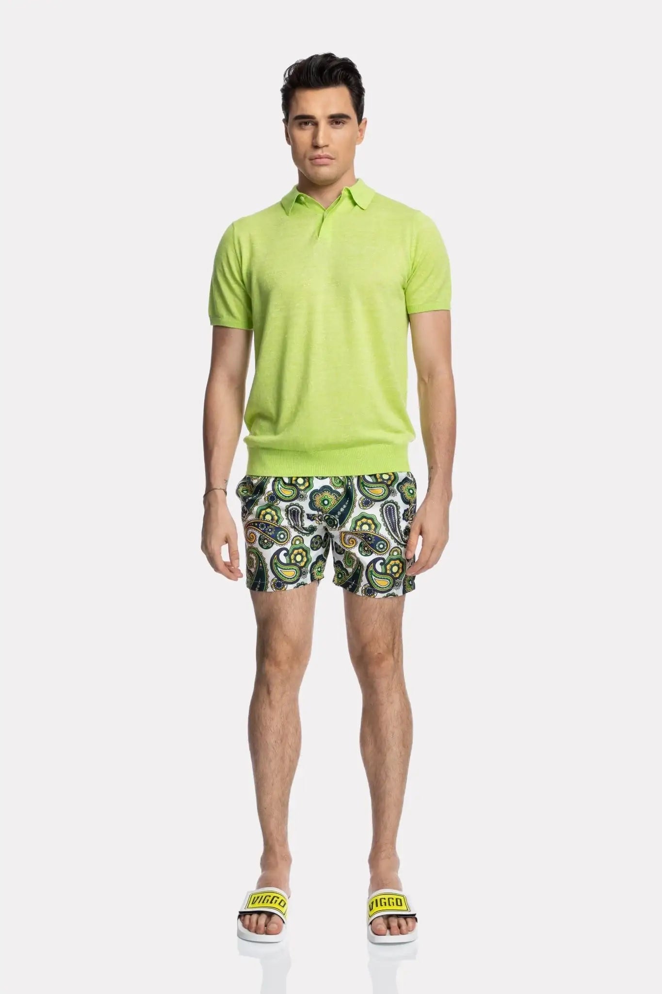 Pantaloni scurti de baie verde si mov