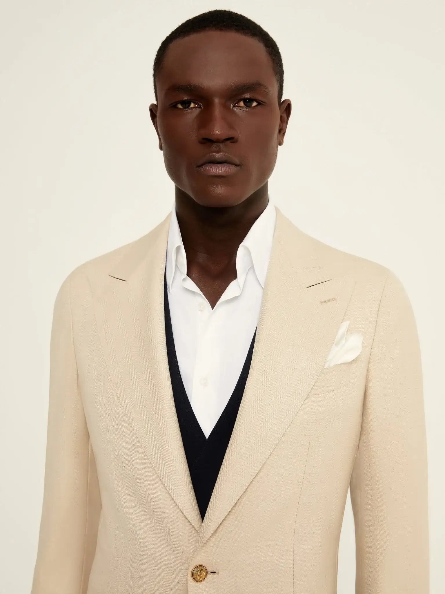 Sacou tesatura Vitale Barberis, herringbone, beige