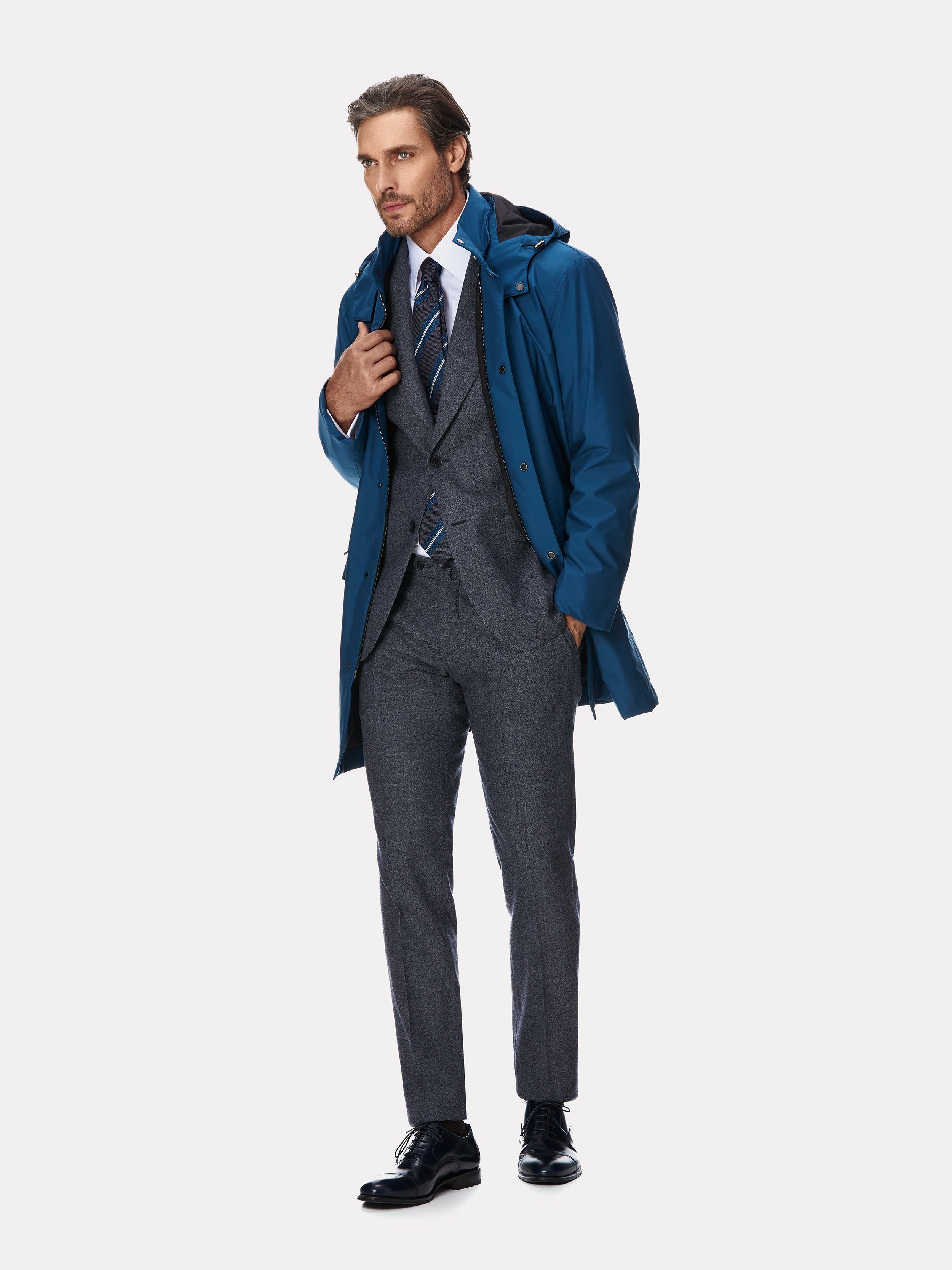 Costum tesatura Loro Piana, flanel texturat