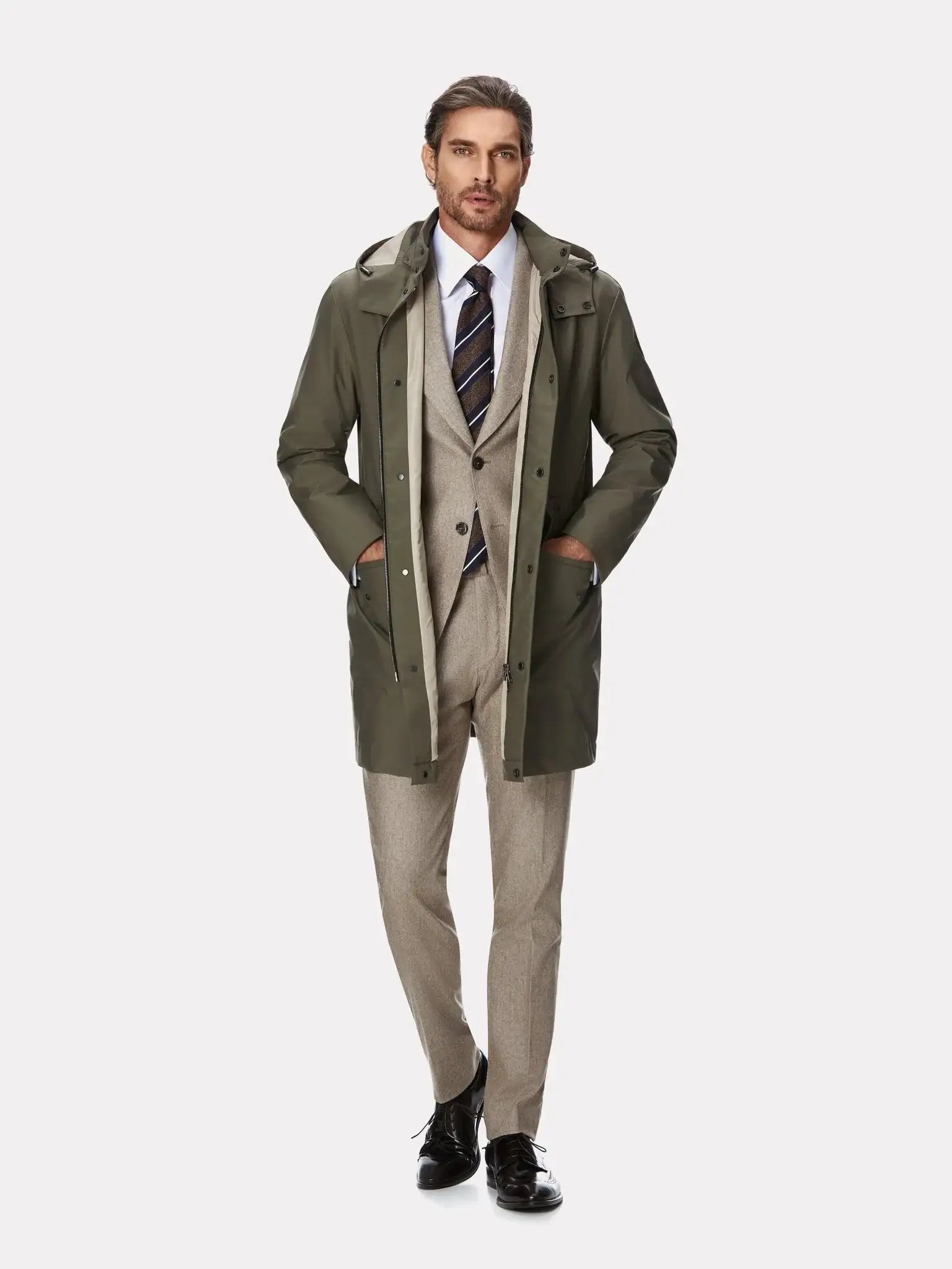Costum tesatura TG di Fabio, flanel beige, texturat