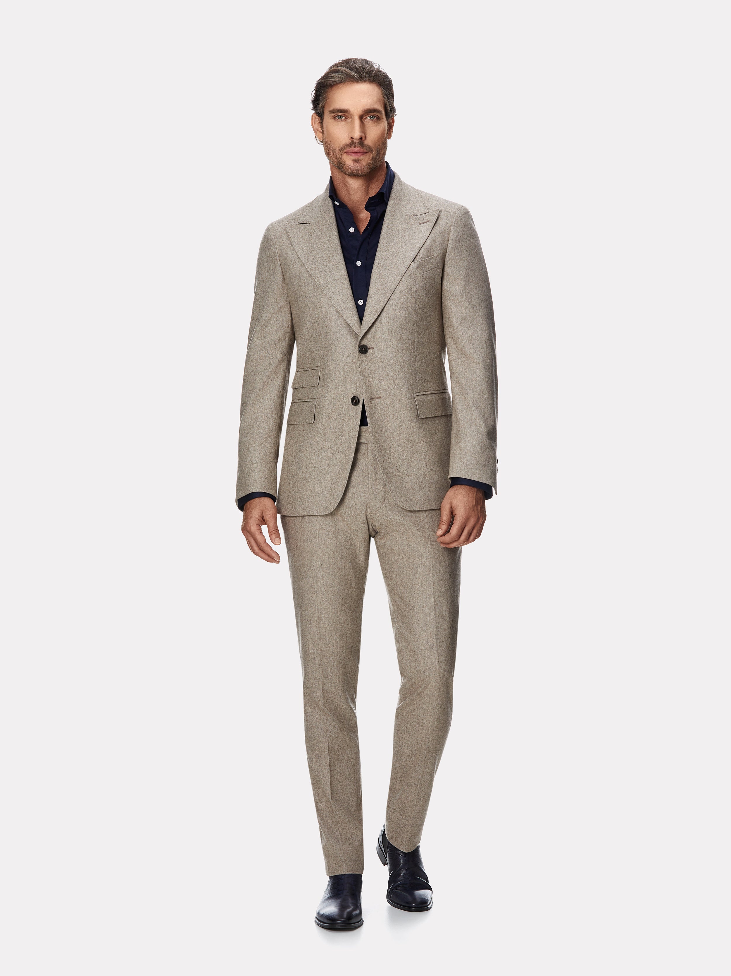 Costum tesatura TG di Fabio, flanel beige, texturat