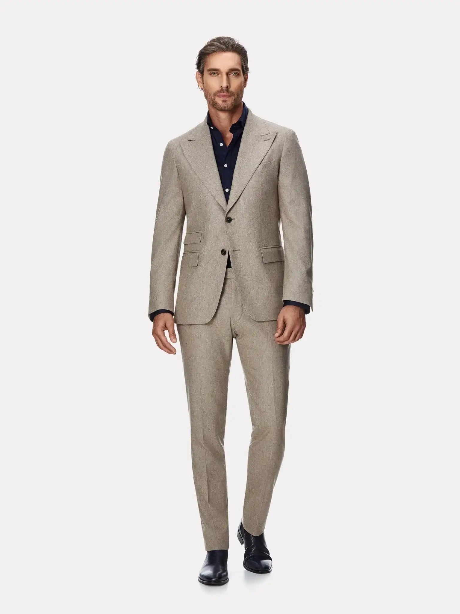 Costum tesatura TG di Fabio, flanel beige, texturat