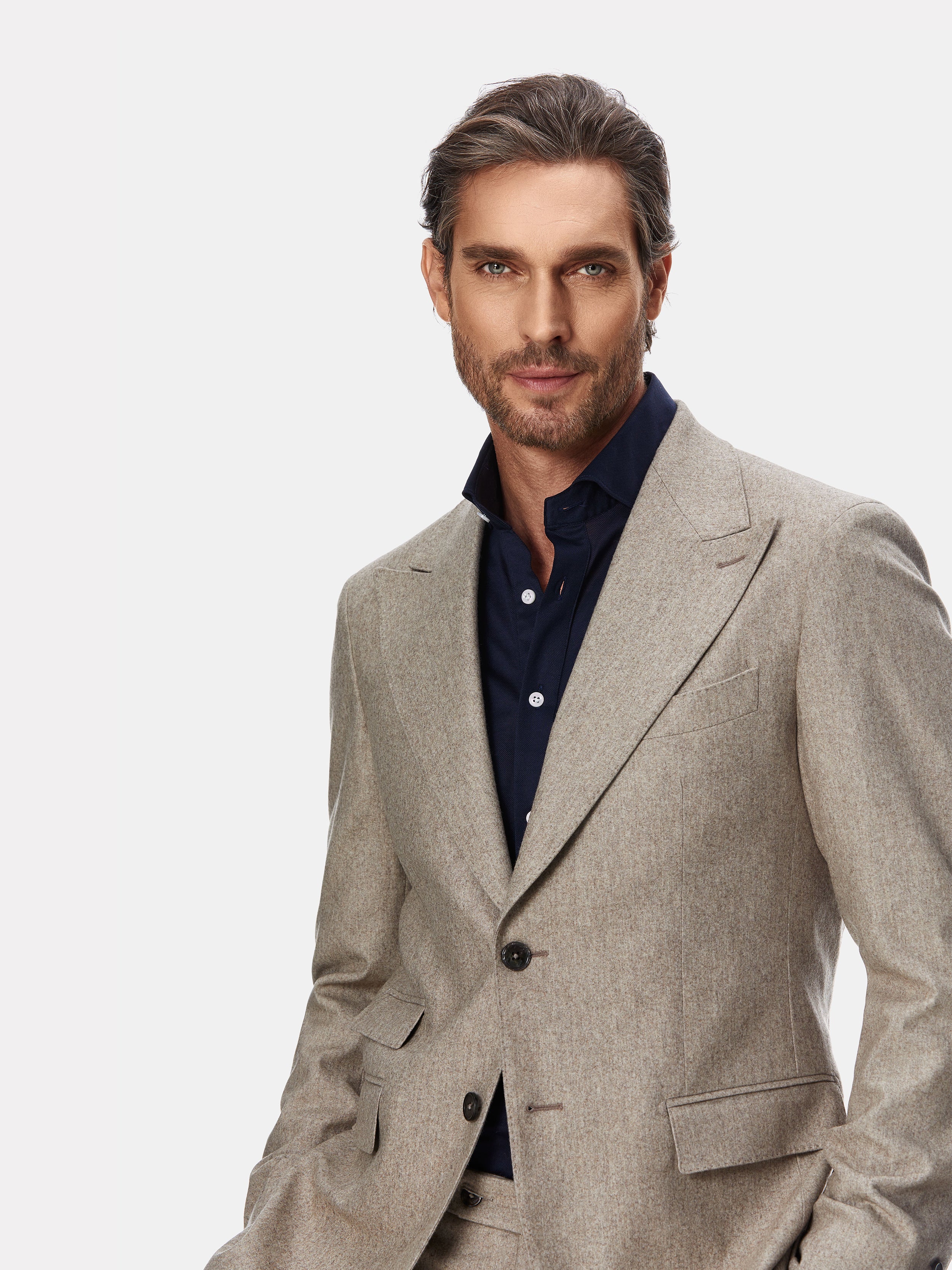 Costum tesatura TG di Fabio, flanel beige, texturat