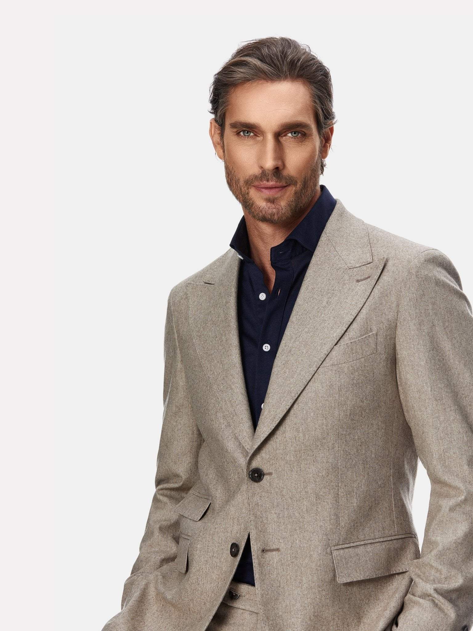Costum tesatura TG di Fabio, flanel beige, texturat