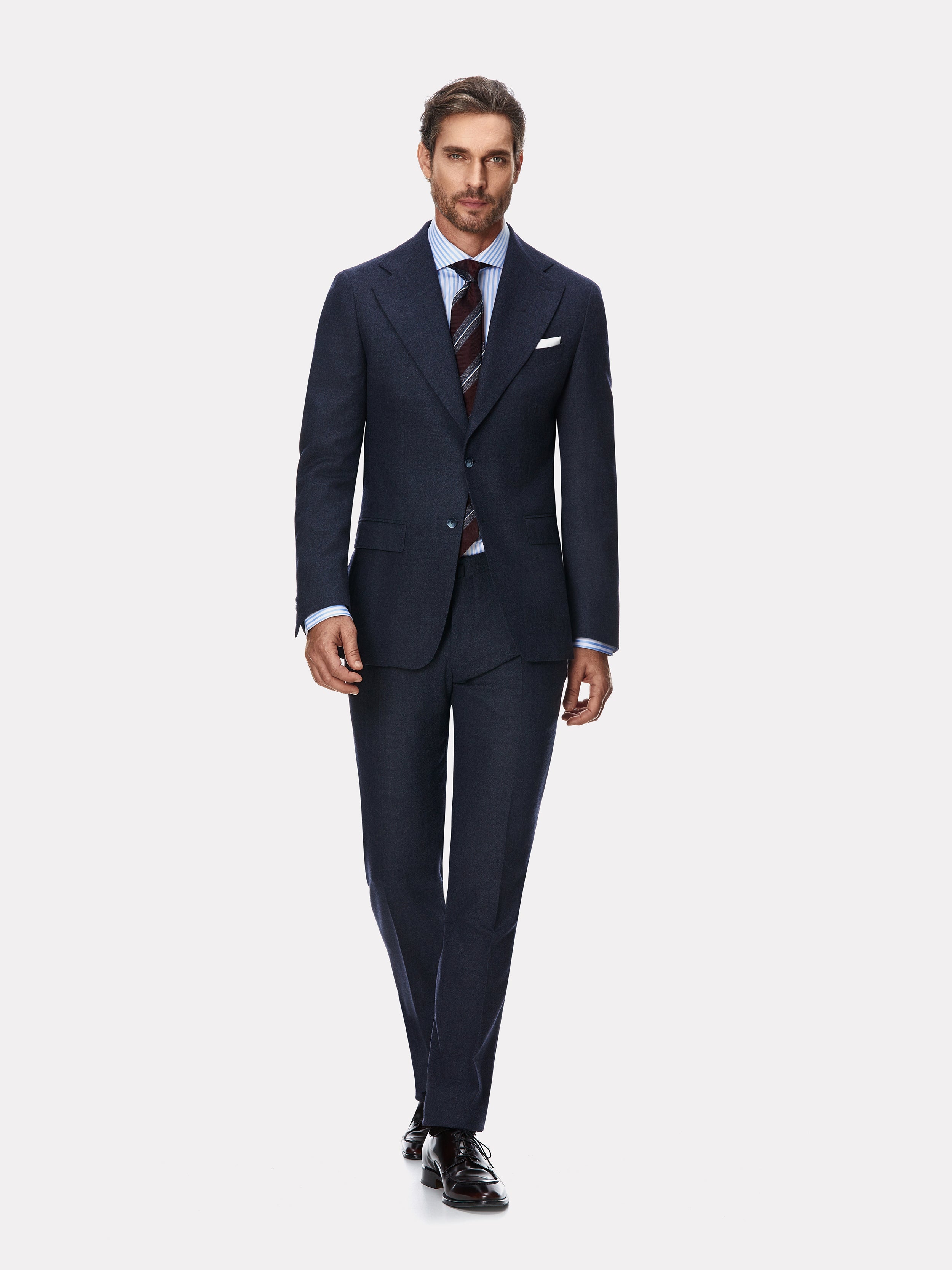 Costum tesatura Loro Piana bleumarin, flanel texturat