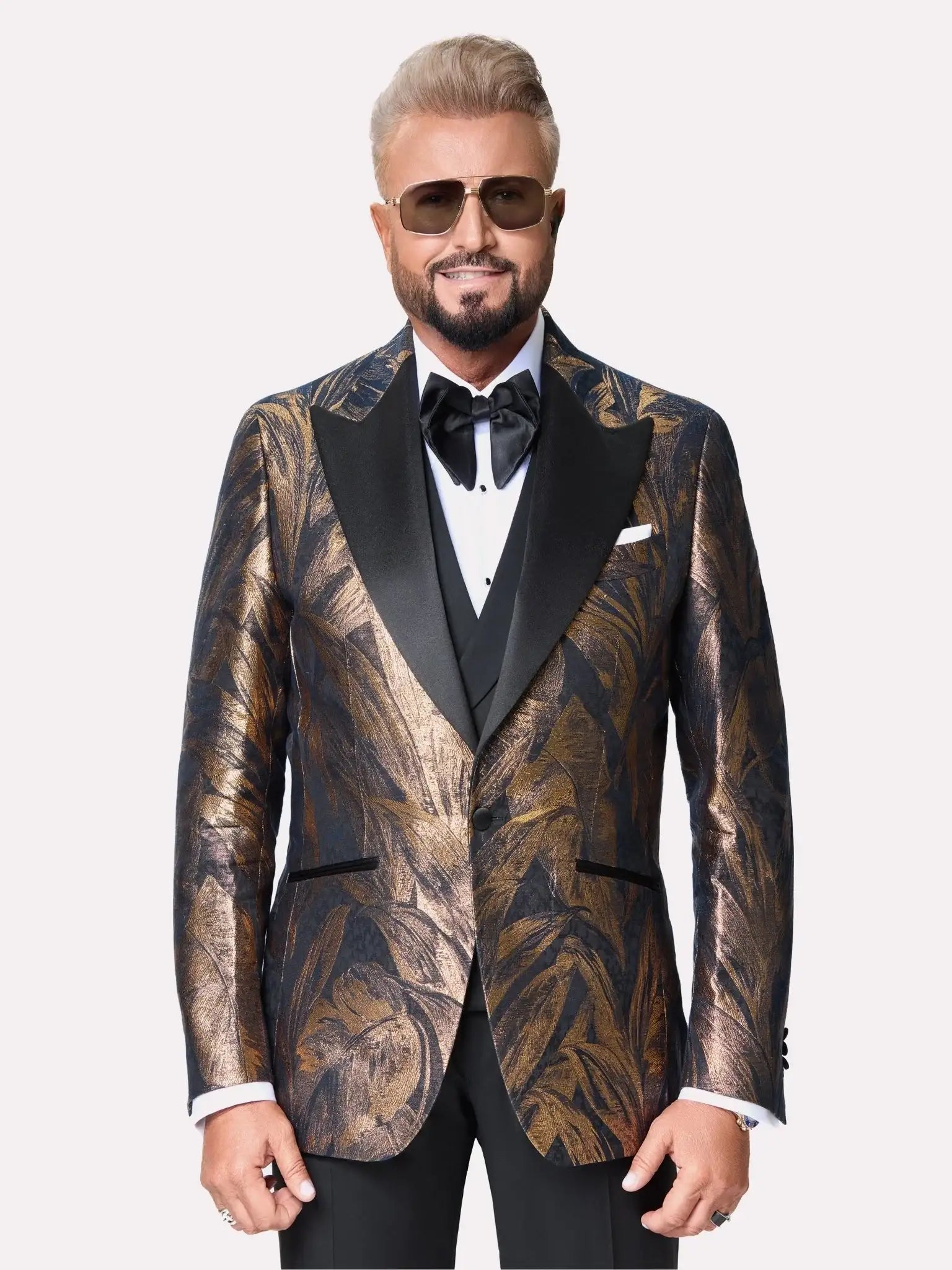 Sacou smoking made to measure auriu din material reciclat