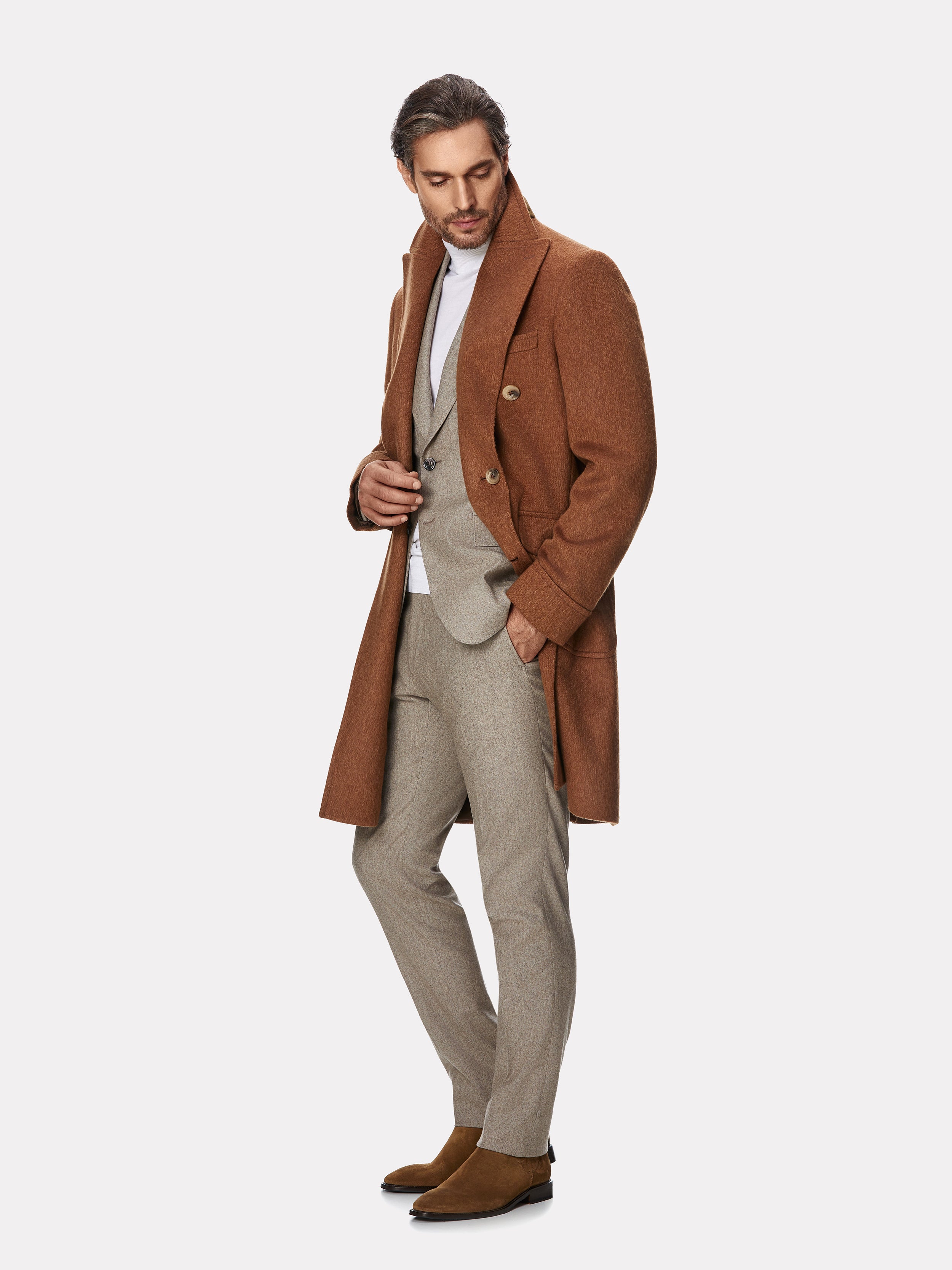 Costum tesatura TG di Fabio, flanel beige, texturat